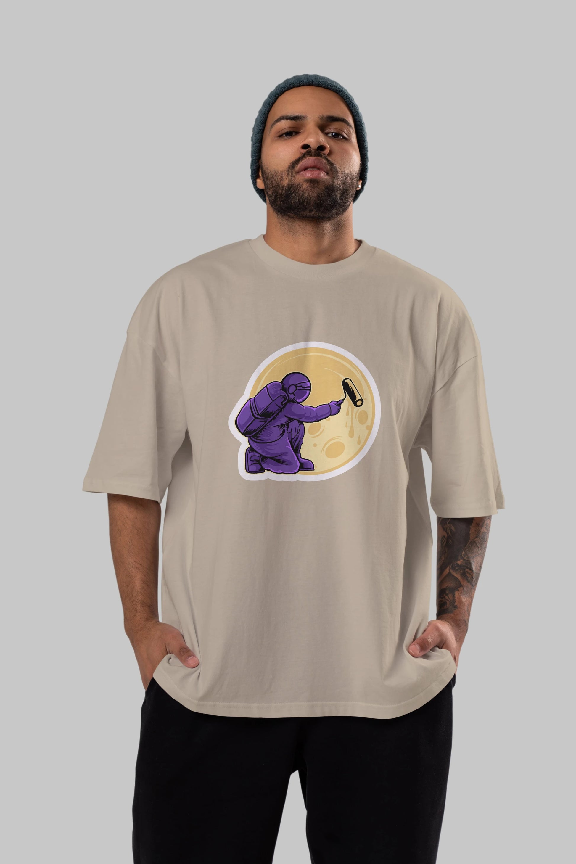 Astropaint Sticker Ön Baskılı Oversize t-shirt Erkek Kadın Unisex
