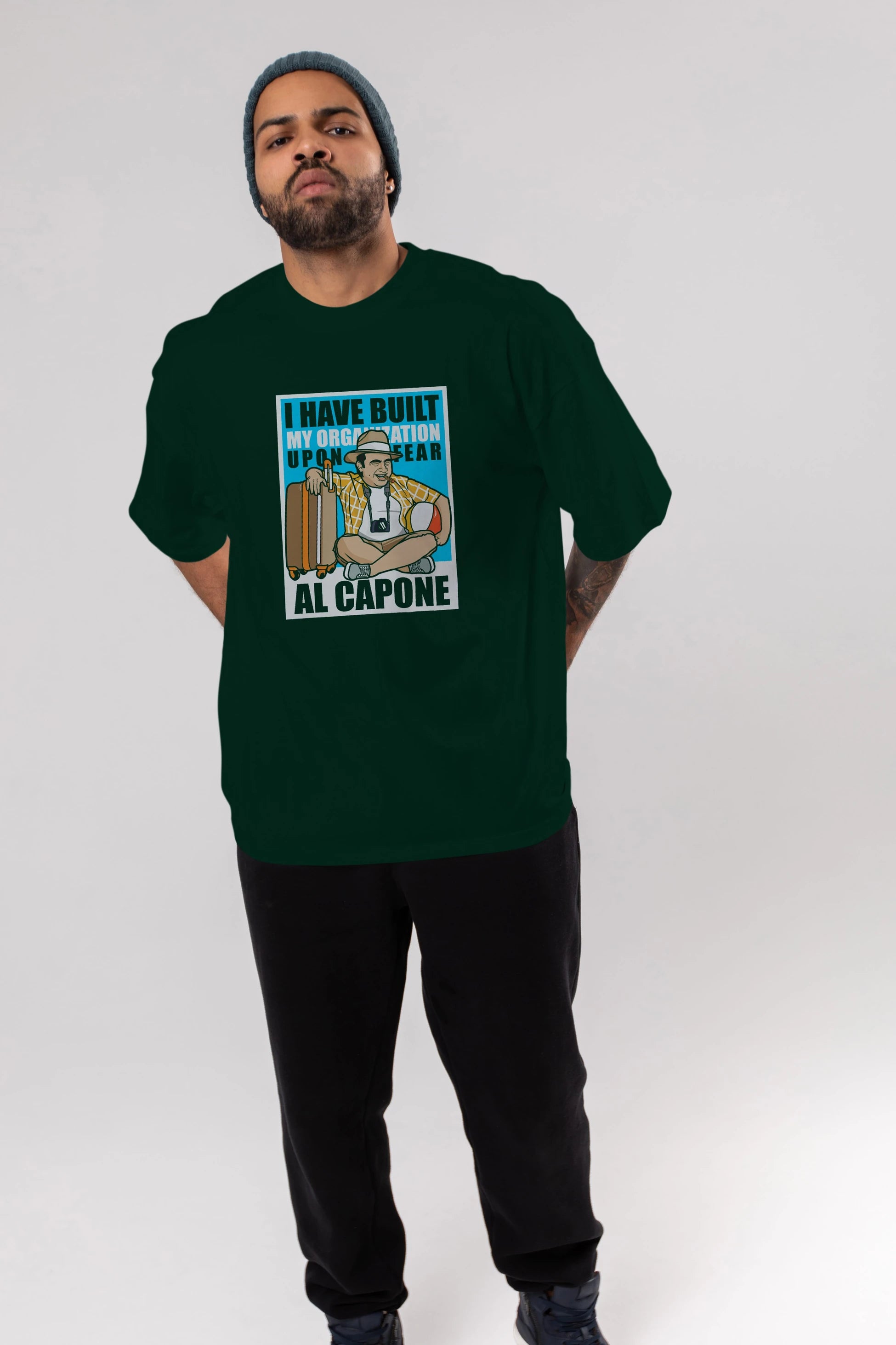 Al Capone Holiday Ön Baskılı Oversize t-shirt Erkek Kadın Unisex %100 Pamuk tişort