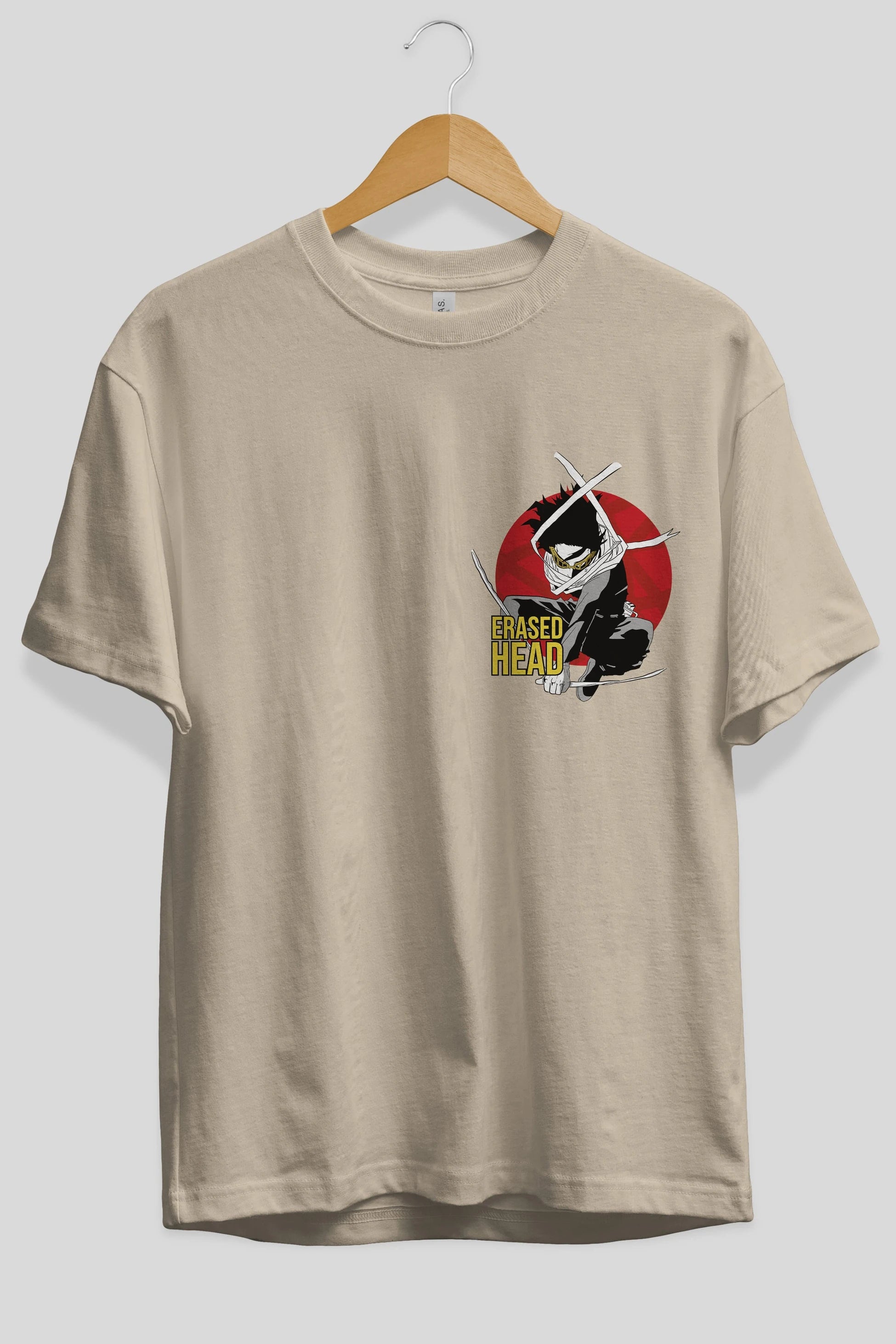 Erased Head Ön Sol Baskılı Oversize t-shirt Erkek Kadın Unisex %100 Pamuk Bisiklet Yaka tişort