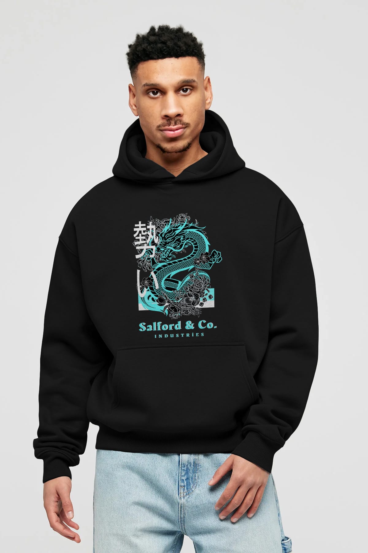Dragon Ön Baskılı Oversize Hoodie Kapüşonlu Sweatshirt Erkek Kadın Unisex