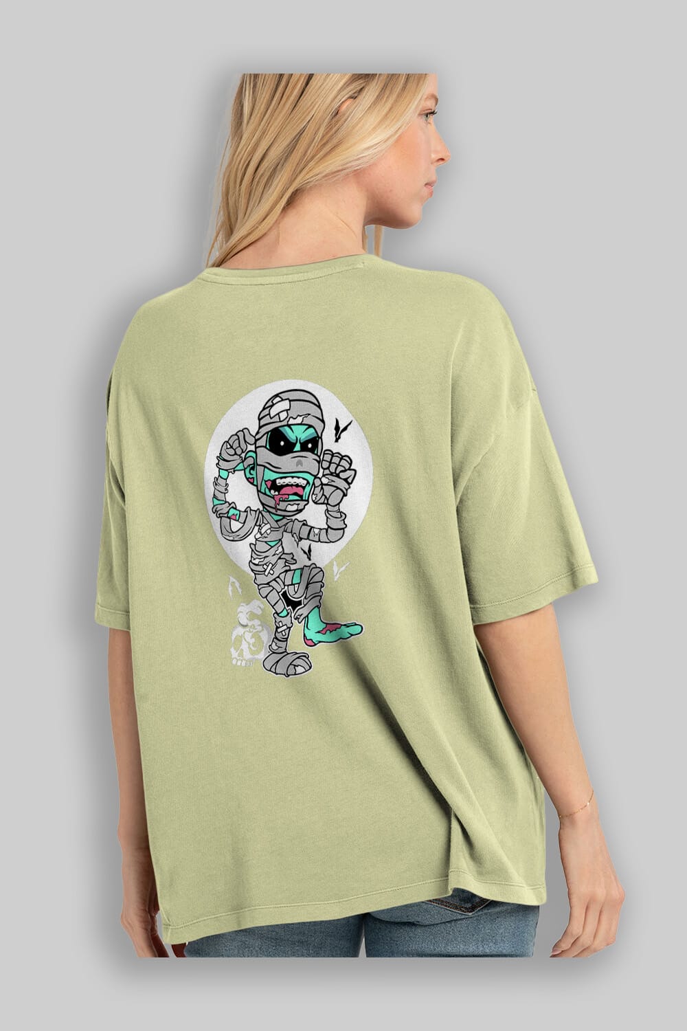 Mummy Arka Baskılı Oversize t-shirt Erkek Kadın Unisex %100 Pamuk tişort