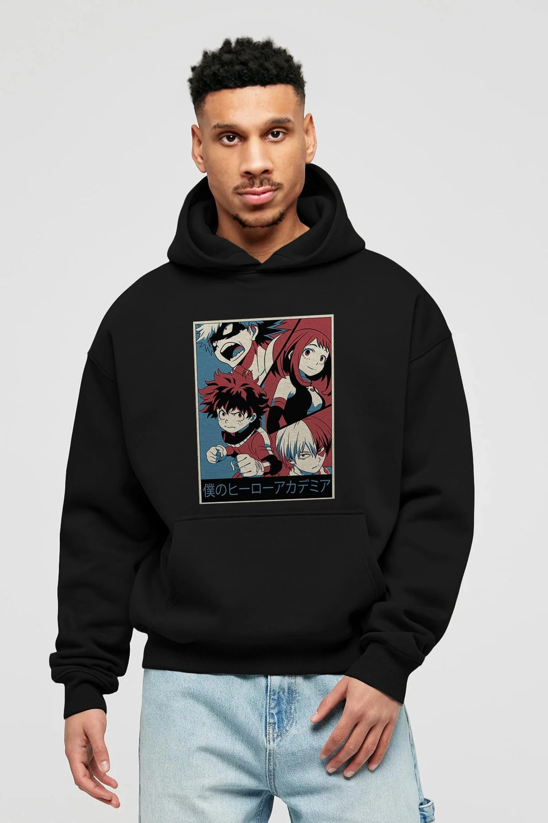 BokuNoHero Anime Ön Baskılı Hoodie Oversize Kapüşonlu Sweatshirt Erkek Kadın Unisex