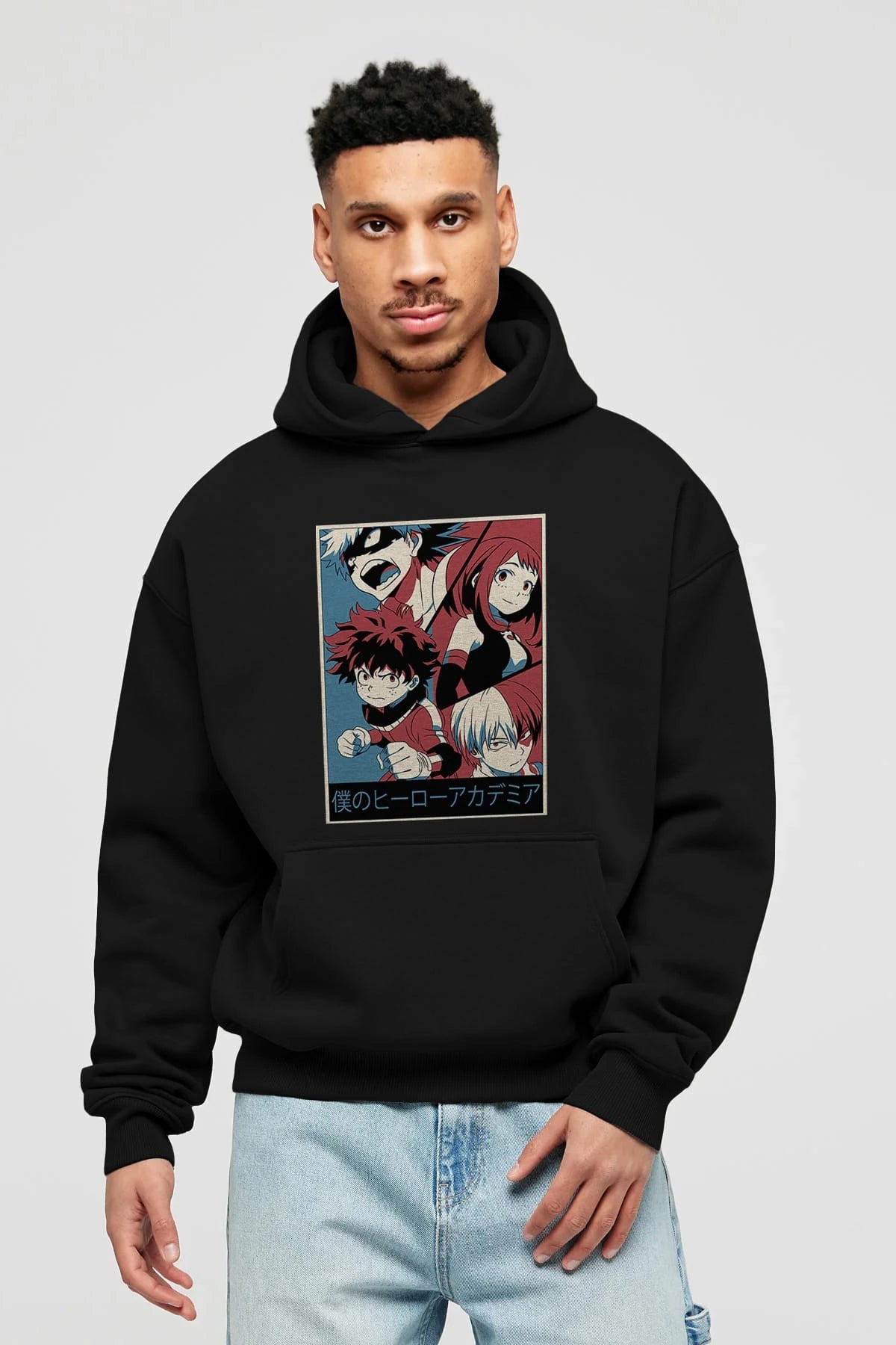 BokuNoHero Anime Ön Baskılı Hoodie Oversize Kapüşonlu Sweatshirt Erkek Kadın Unisex