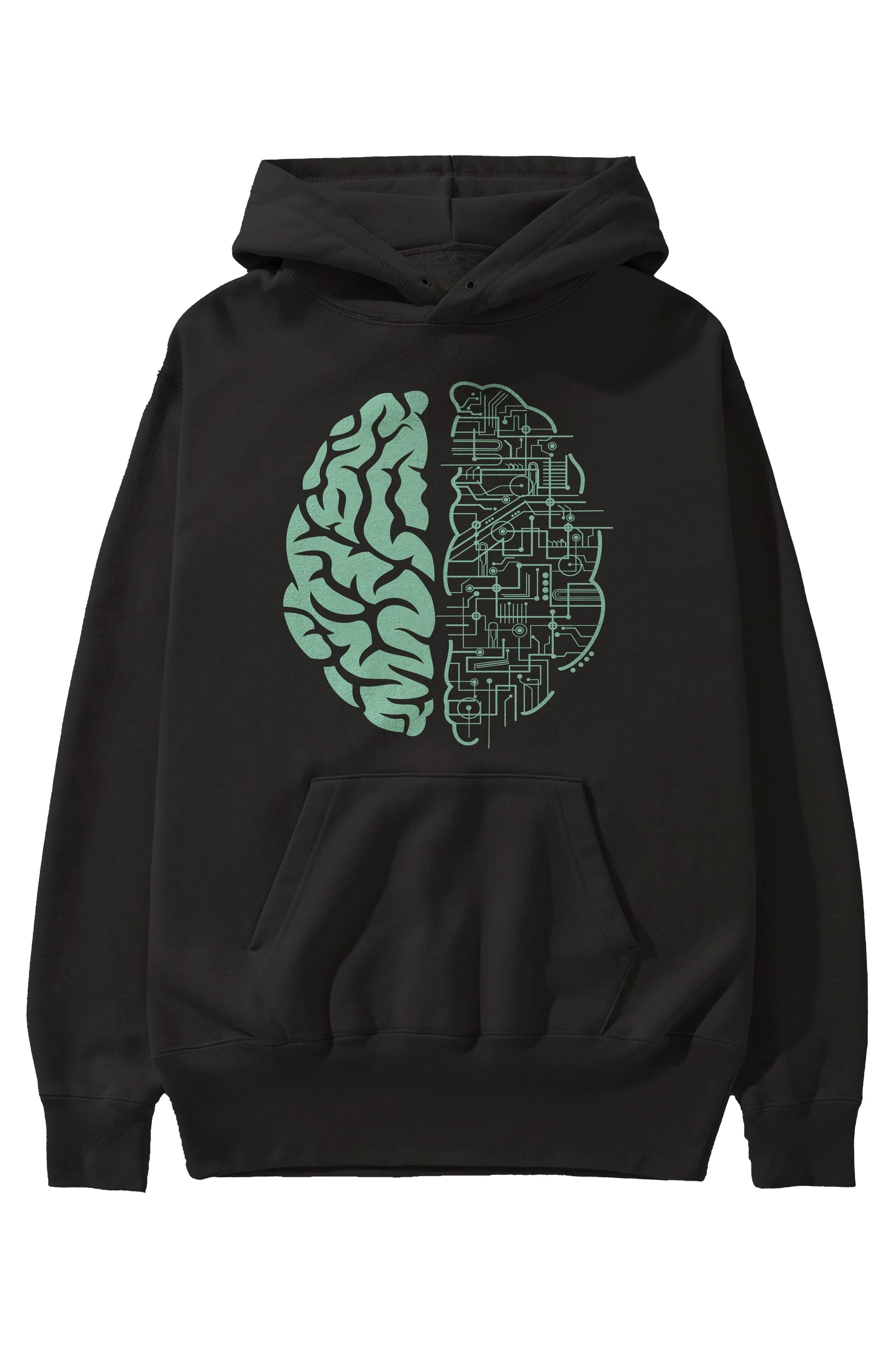 Electric Brain Ön Baskılı Hoodie Oversize Kapüşonlu Sweatshirt Erkek Kadın Unisex