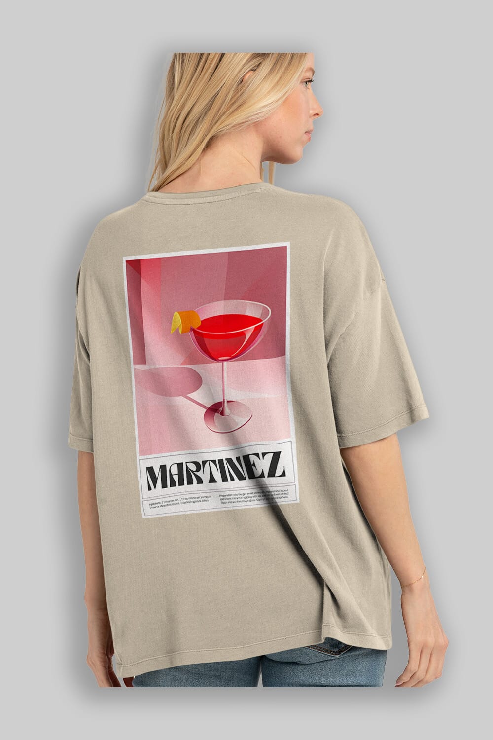 Martinez Arka Baskılı Oversize t-shirt Erkek Kadın Unisex %100 Pamuk Bisiklet Yaka tişort