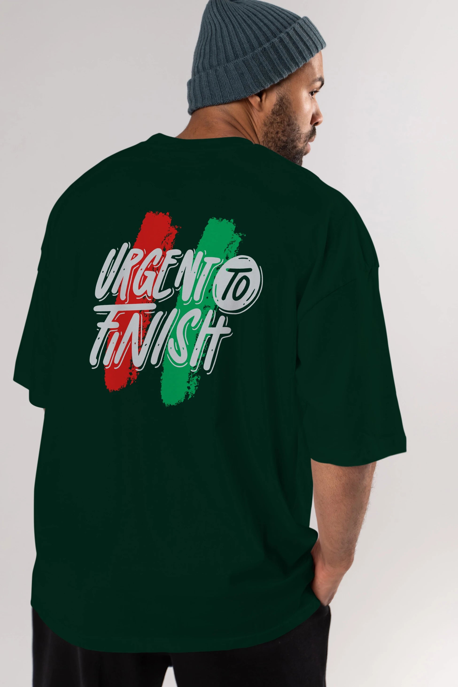 Urgent To Finish Arka Baskılı Oversize t-shirt Erkek Kadın Unisex