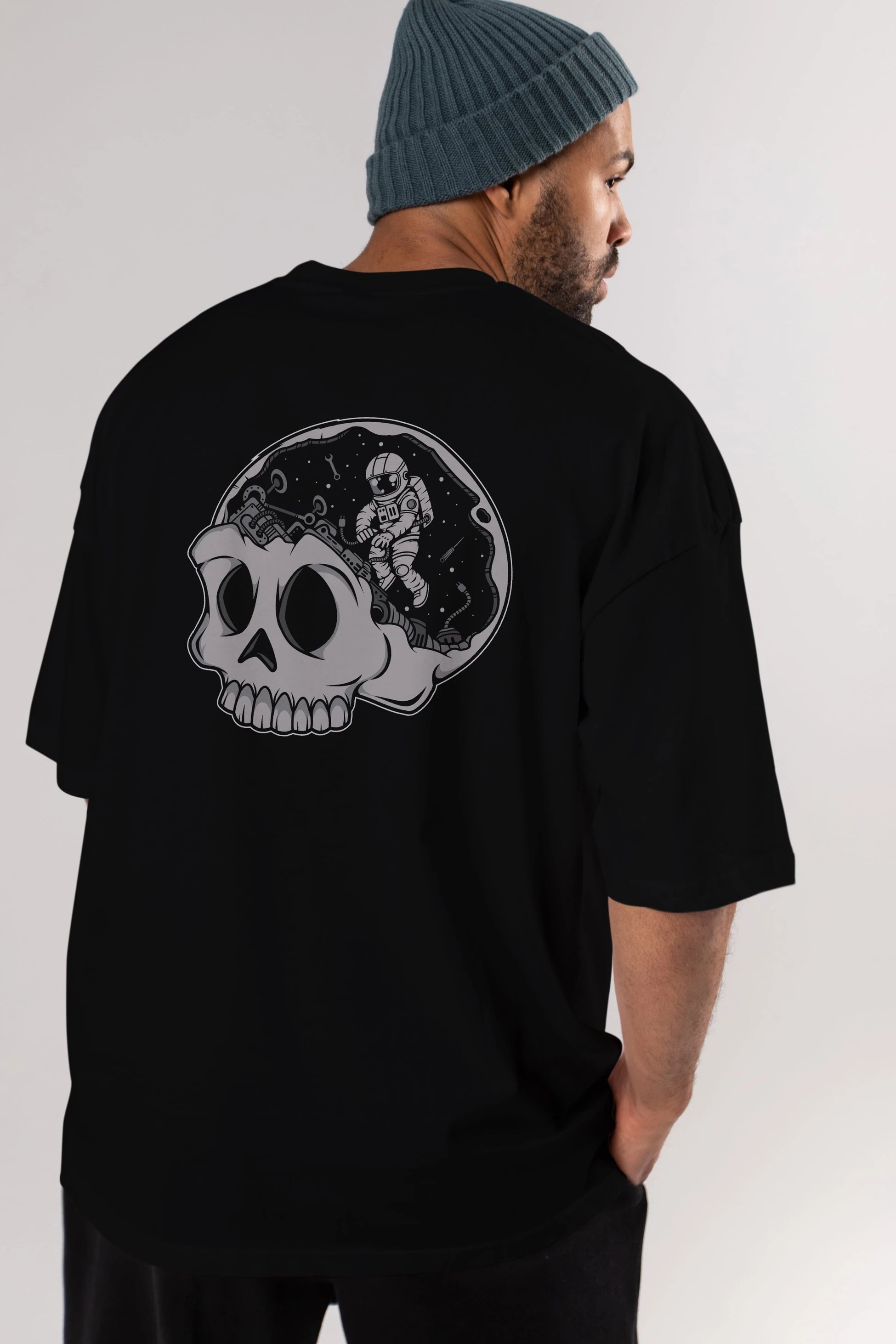 Astronaut Skull Brain Arka Baskılı Oversize t-shirt Erkek Kadın Unisex