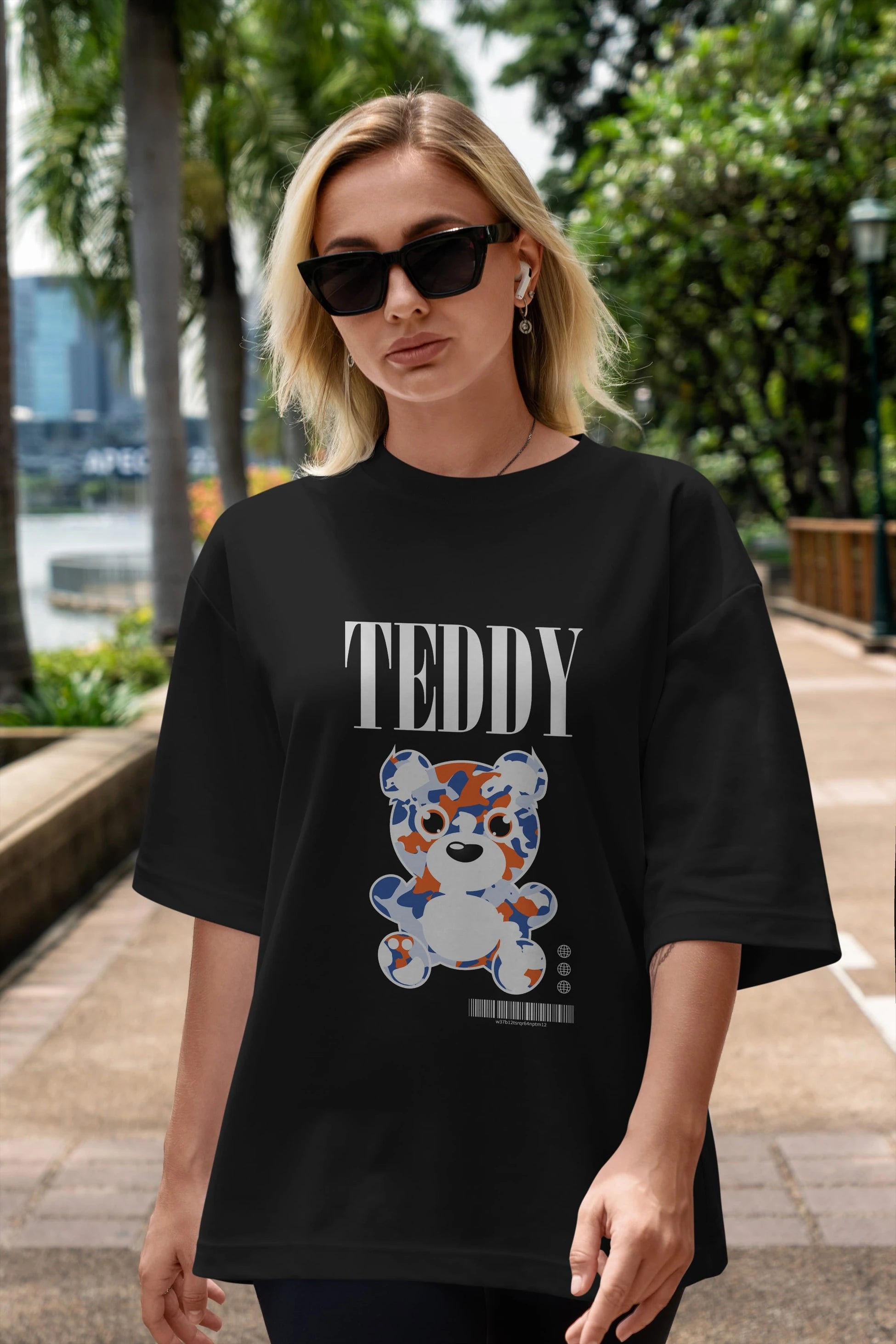 Teddy Bear Streetwear Ön Baskılı Oversize t-shirt Erkek Kadın Unisex