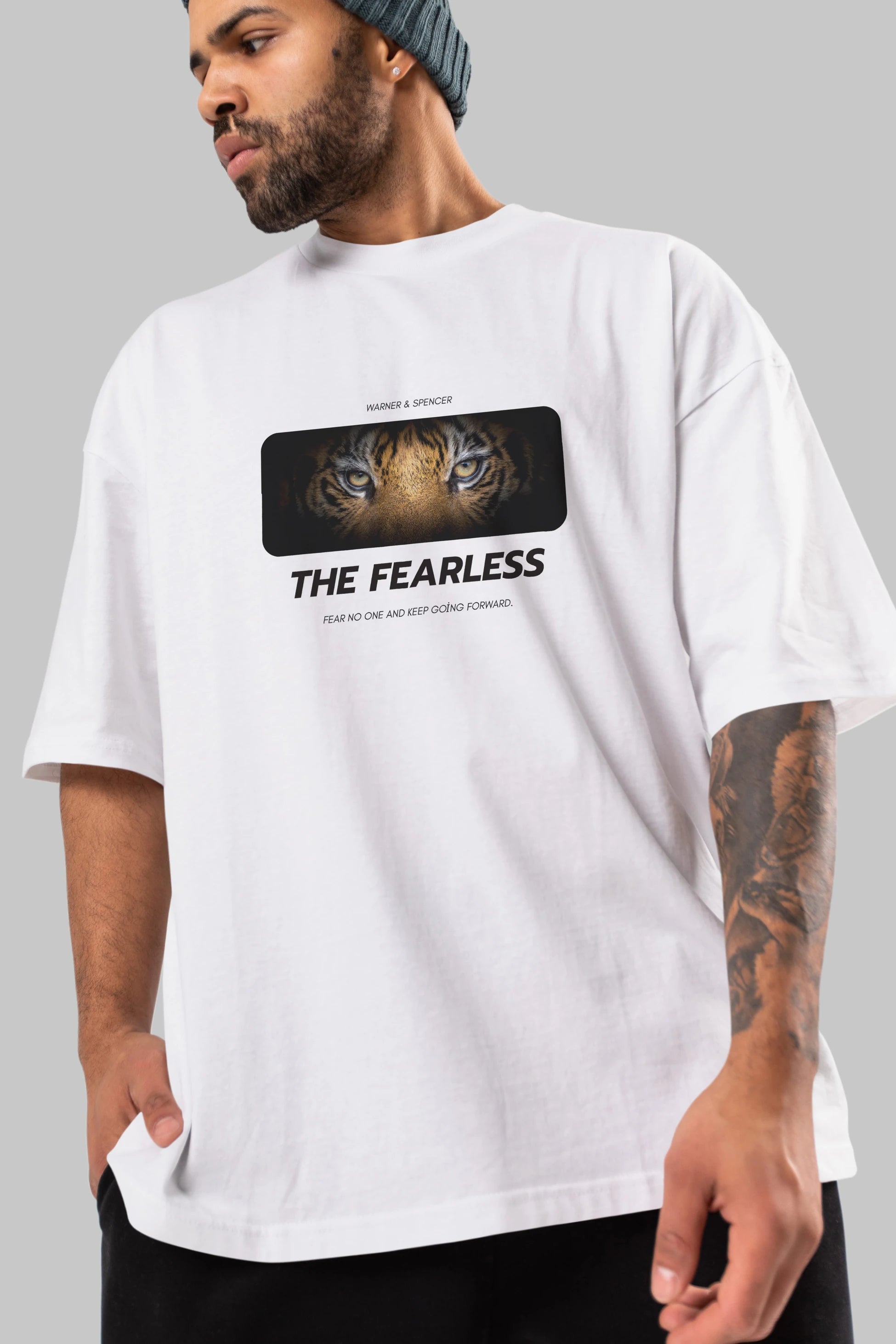 The Fearless Yazılı Ön Baskılı Oversize t-shirt Erkek Kadın Unisex
