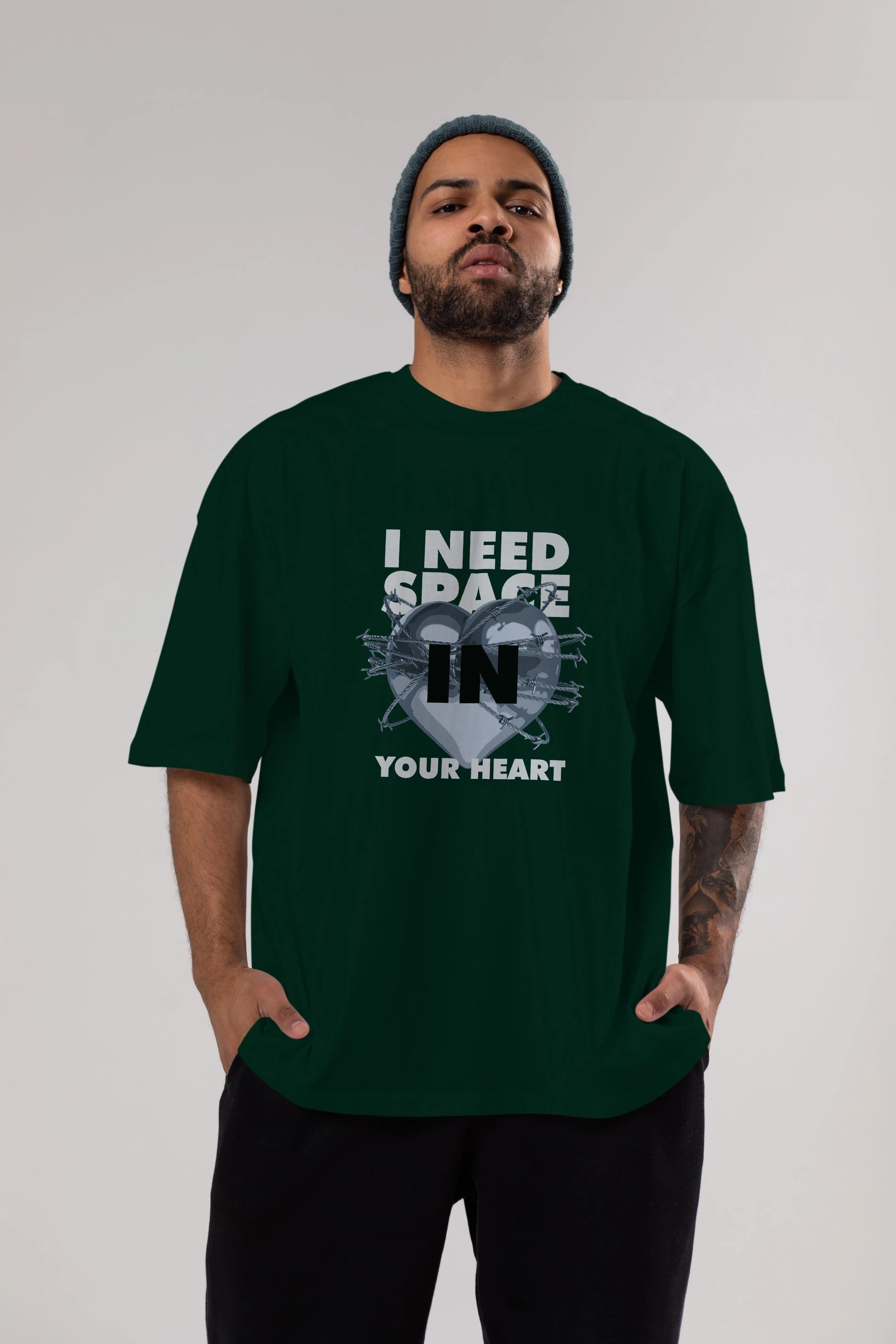 I Need Space Your Heart Ön Baskılı Oversize t-shirt Erkek Kadın Unisex