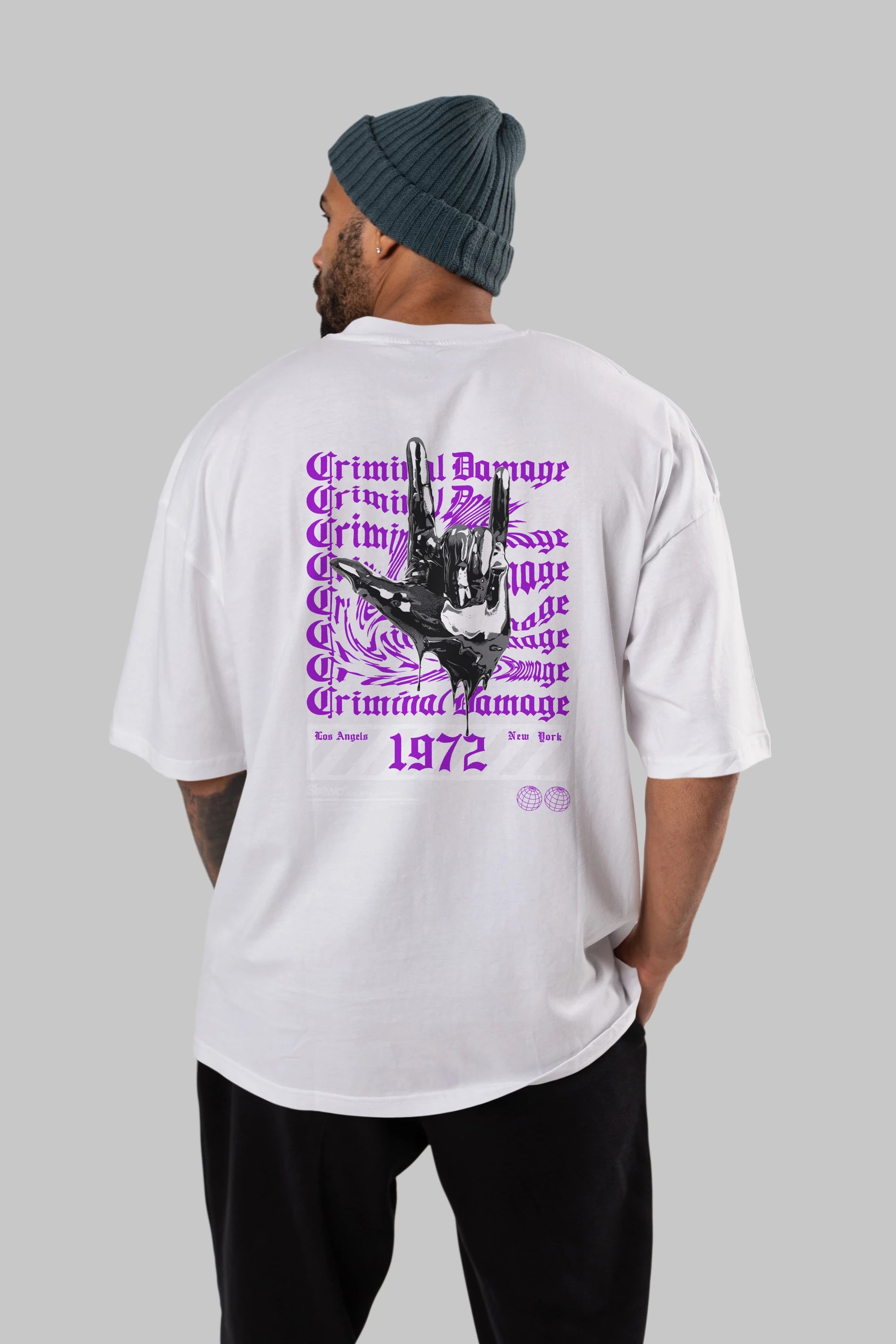 Criminal Damage 2 Arka Baskılı Oversize t-shirt Erkek Kadın Unisex