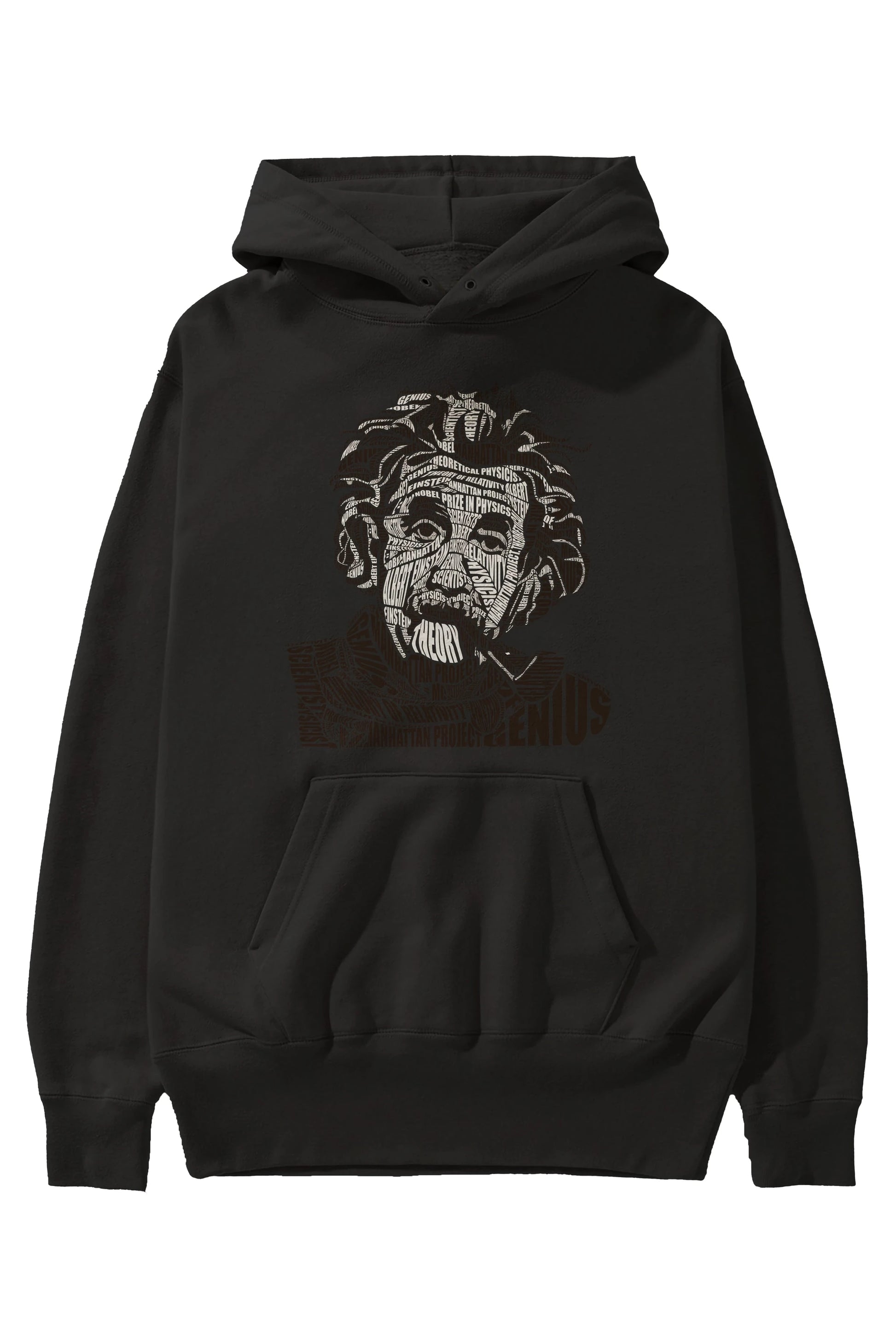 Einstein Calligram Ön Baskılı Hoodie Oversize Kapüşonlu Sweatshirt Erkek Kadın Unisex
