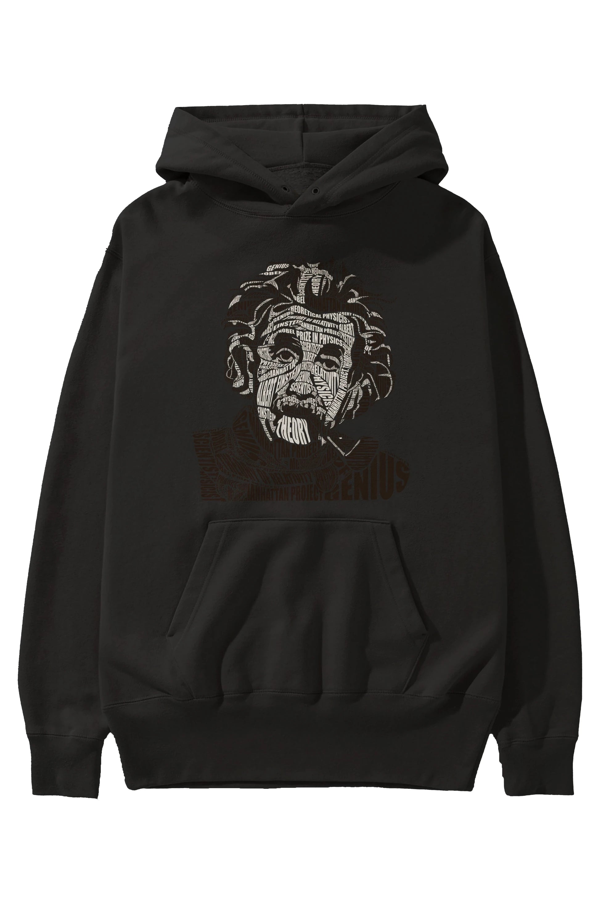 Einstein Calligram Ön Baskılı Hoodie Oversize Kapüşonlu Sweatshirt Erkek Kadın Unisex
