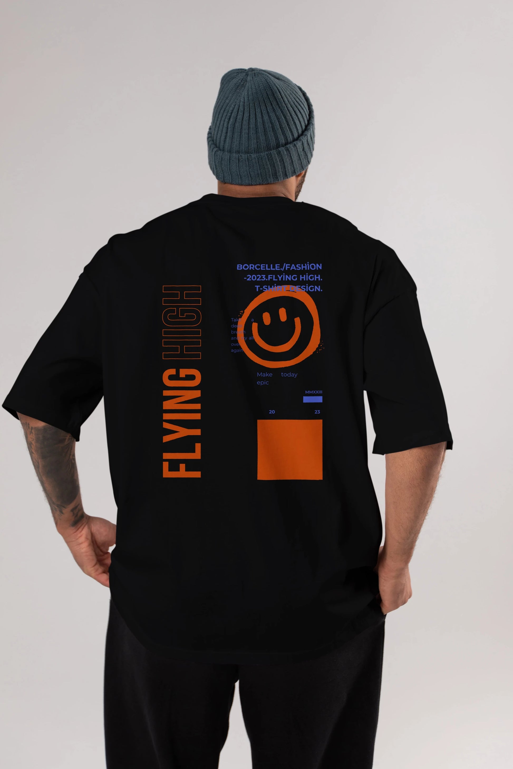 Flying High Yazılı Arka Baskılı Oversize t-shirt Erkek Kadın Unisex