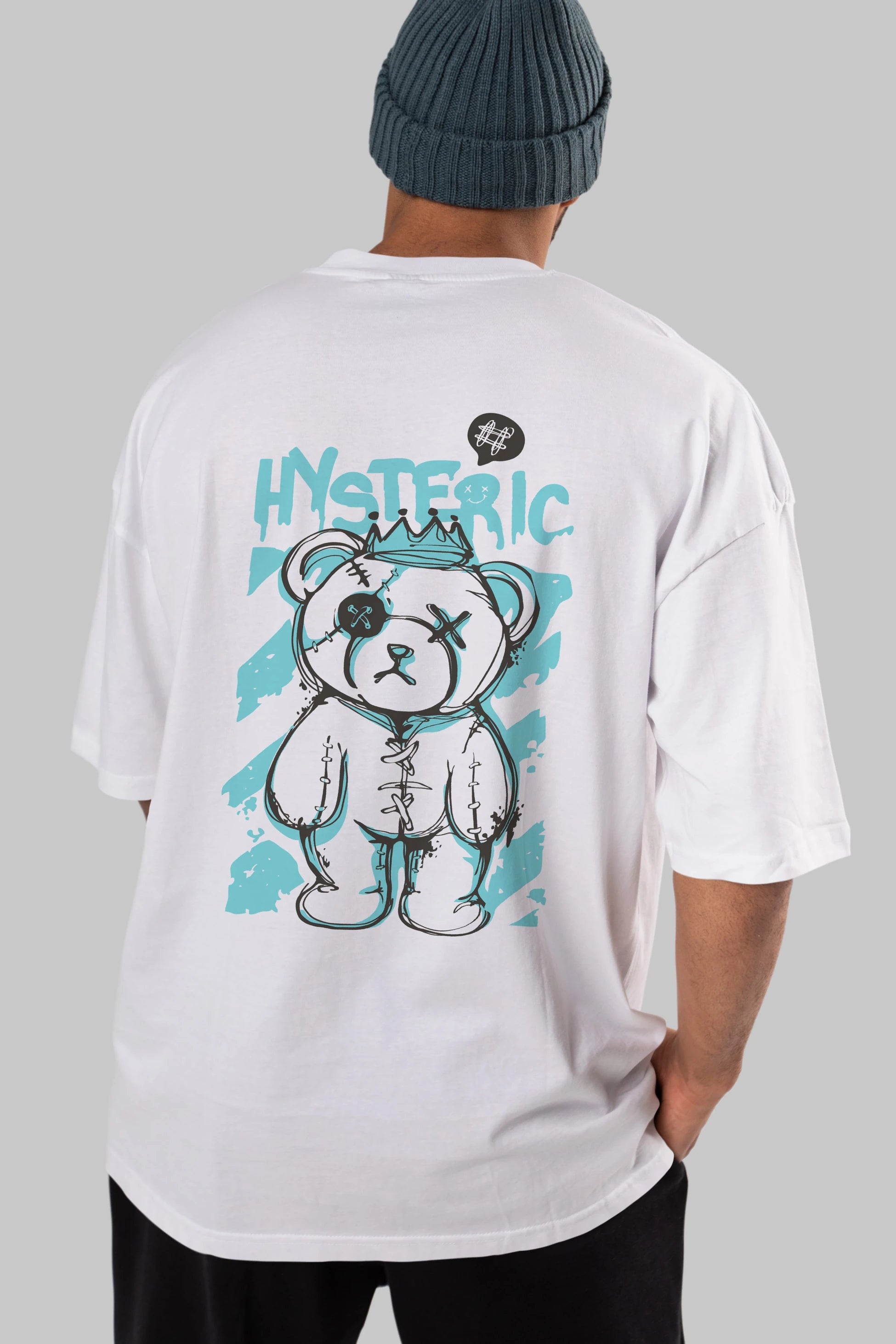Hysteric Bear Arka Baskılı Oversize t-shirt Erkek Kadın Unisex