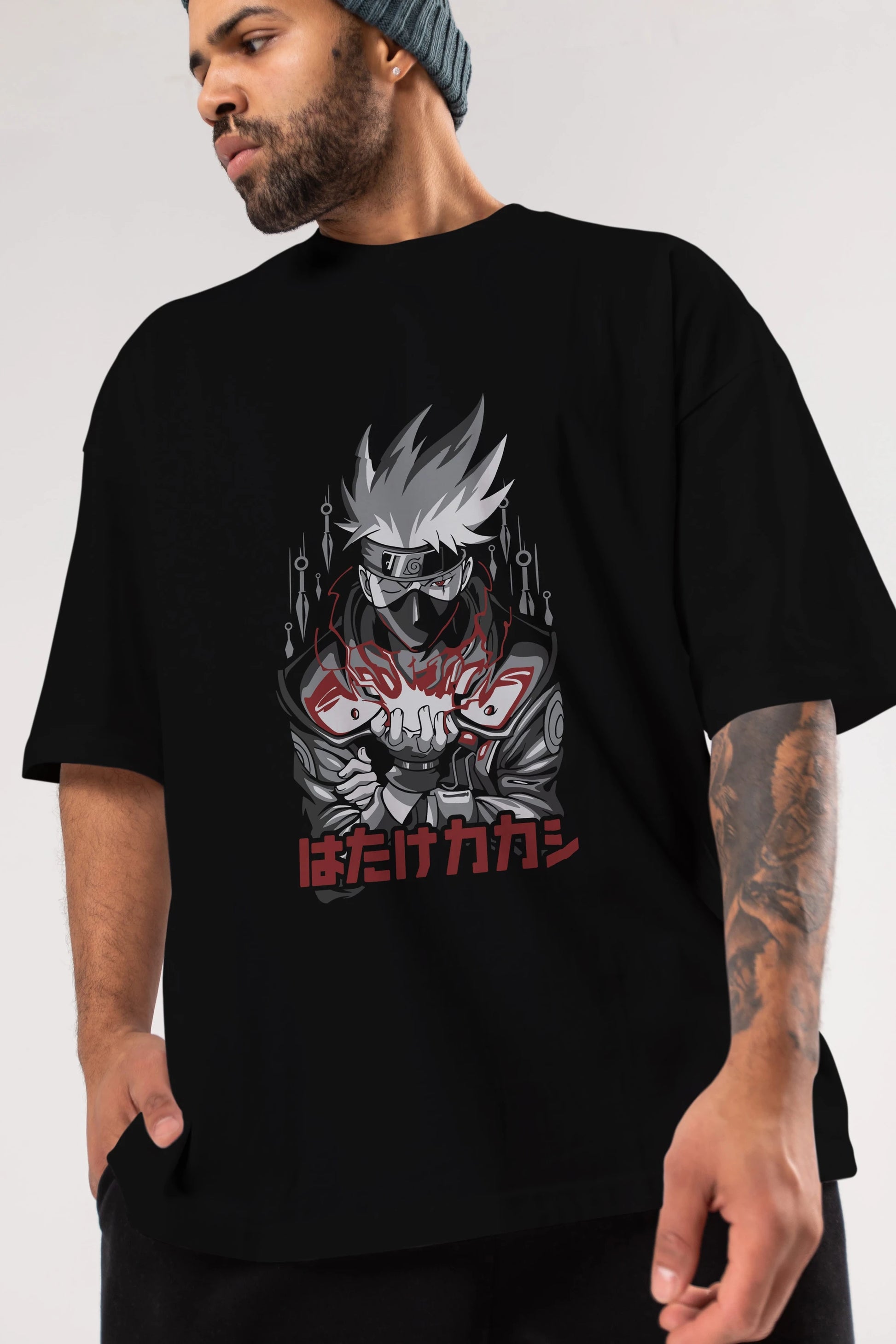 KAKASHI HATAKE NARUTO 1 Anime Ön Baskılı Oversize t-shirt %100 pamuk Erkek Kadın Unisex