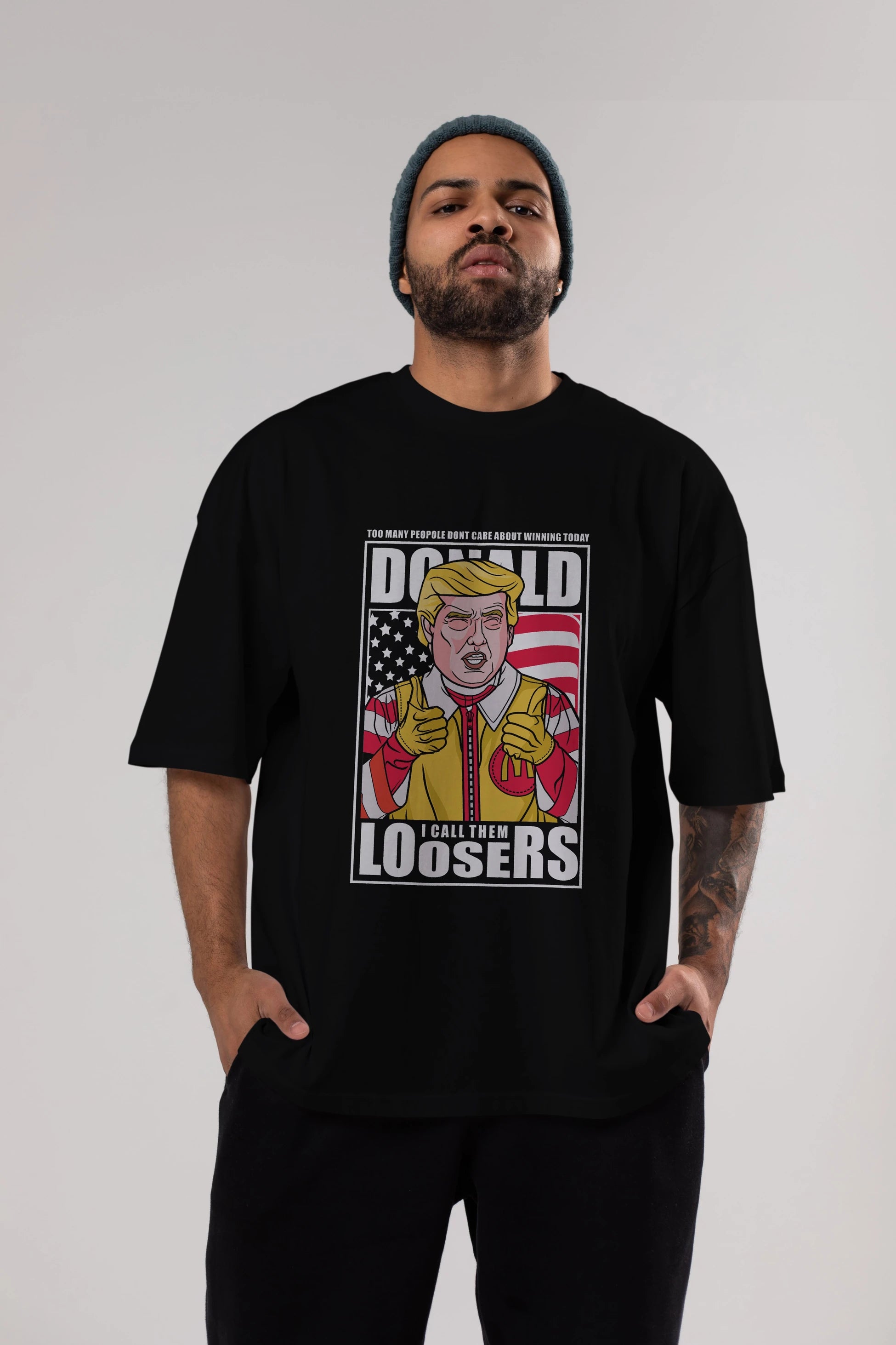 Ronald Trump Ön Baskılı Oversize t-shirt Erkek Kadın Unisex %100 Pamuk tişort