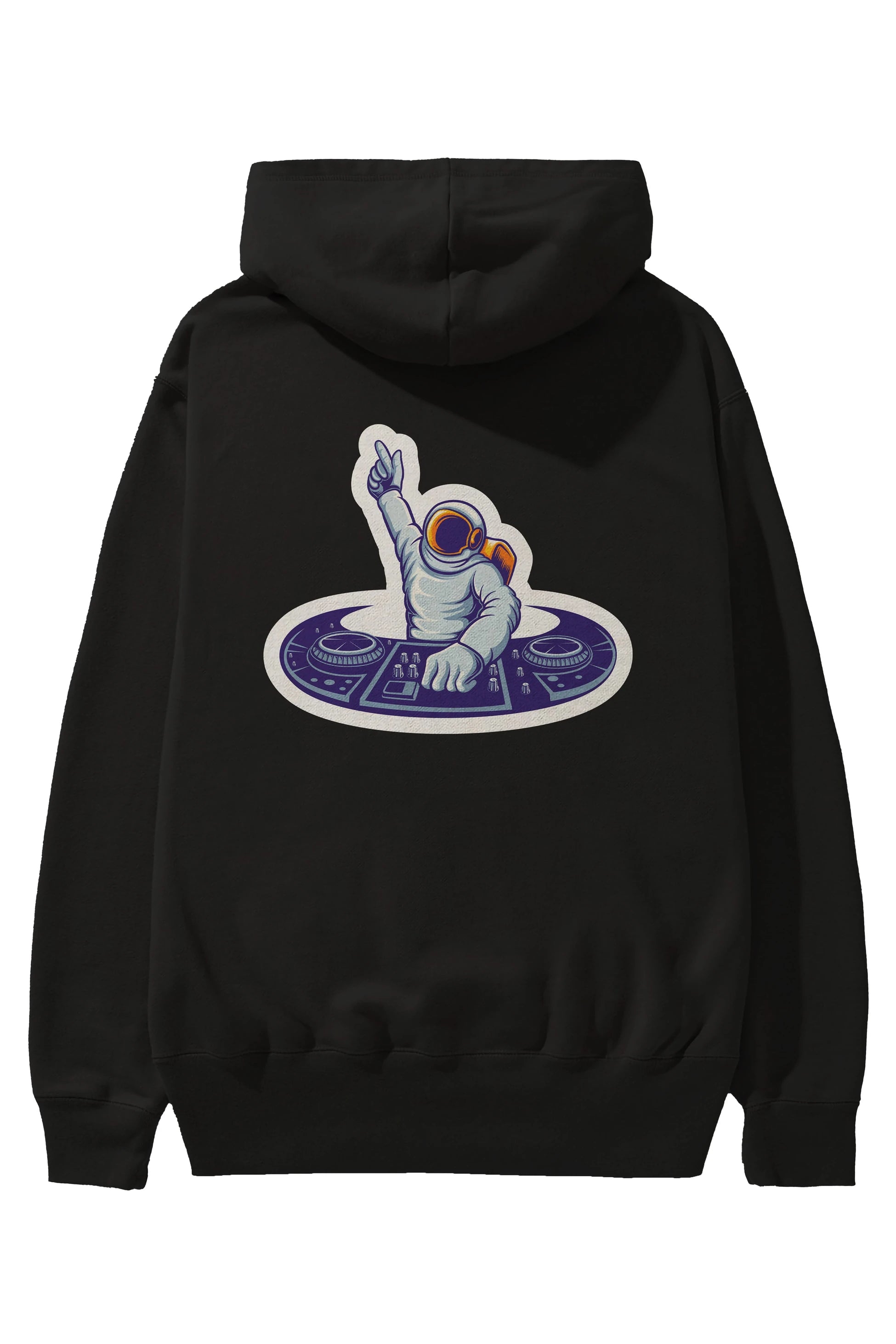 Astronaut Disk Jockey Party Sticker Arka Baskılı Hoodie Oversize Kapüşonlu Sweatshirt Erkek Kadın Unisex