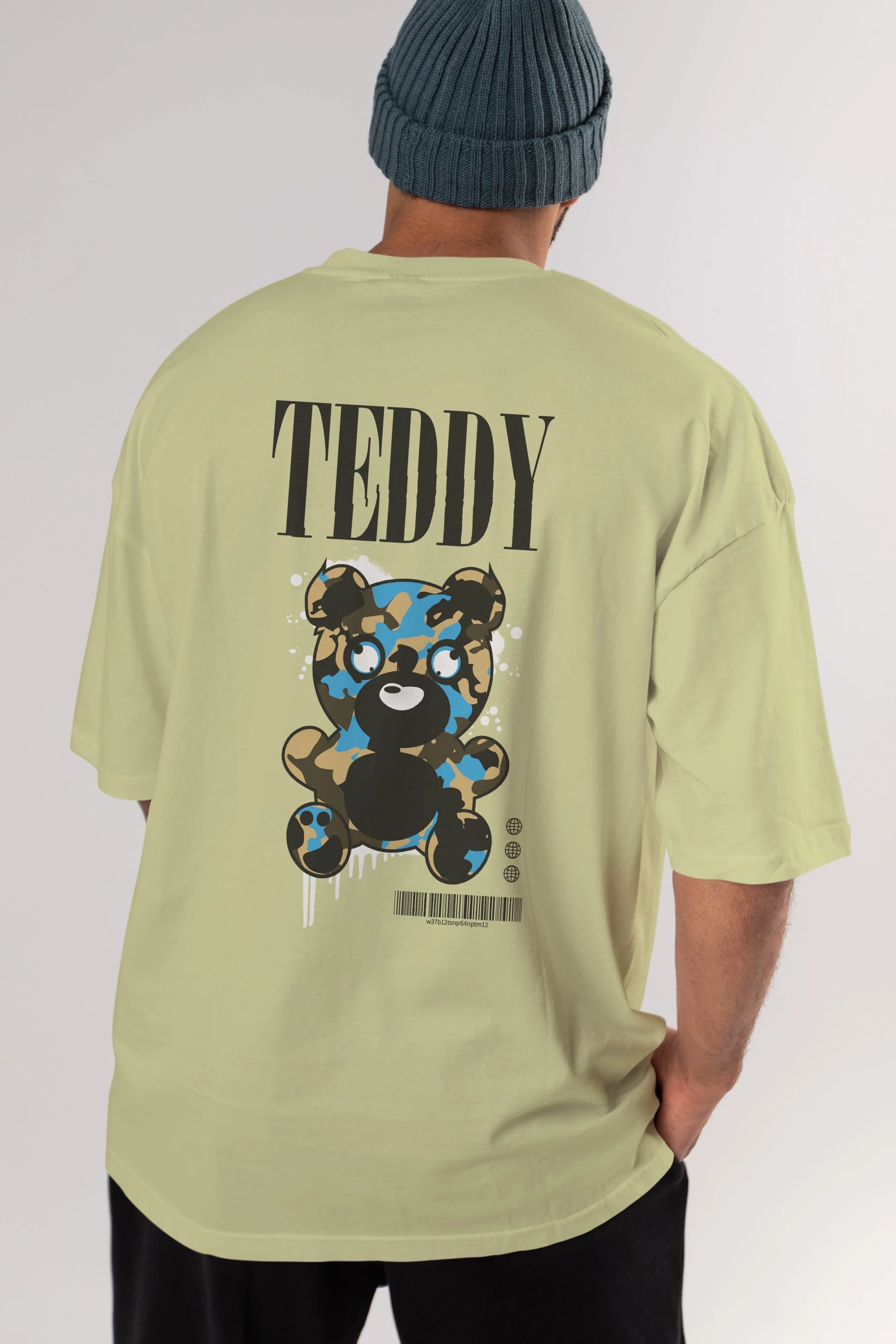 Teddy Bear Streetwear Arka Baskılı Oversize t-shirt Erkek Kadın Unisex
