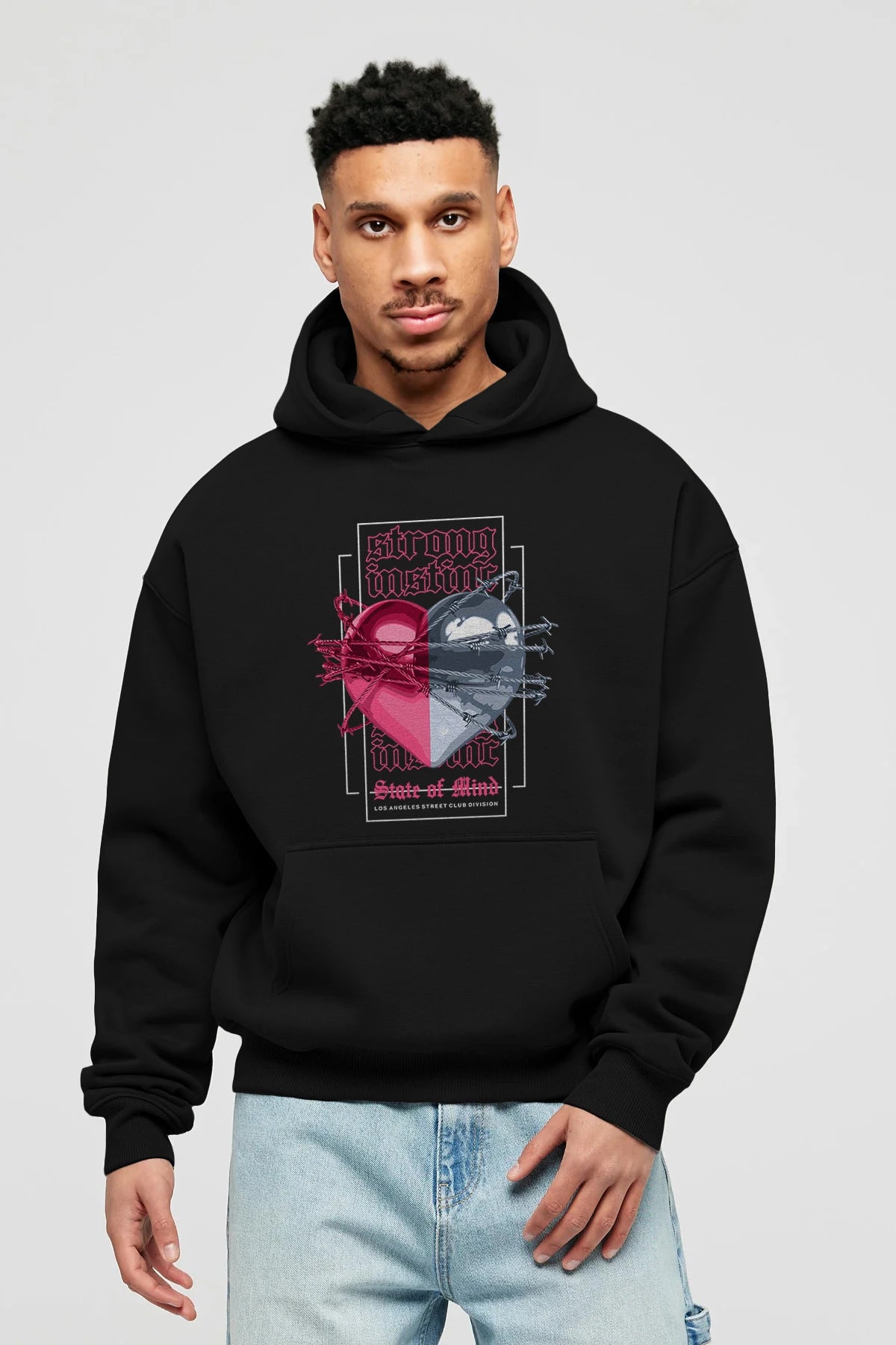 State of Mind Ön Baskılı Hoodie Oversize Kapüşonlu Sweatshirt Erkek Kadın Unisex