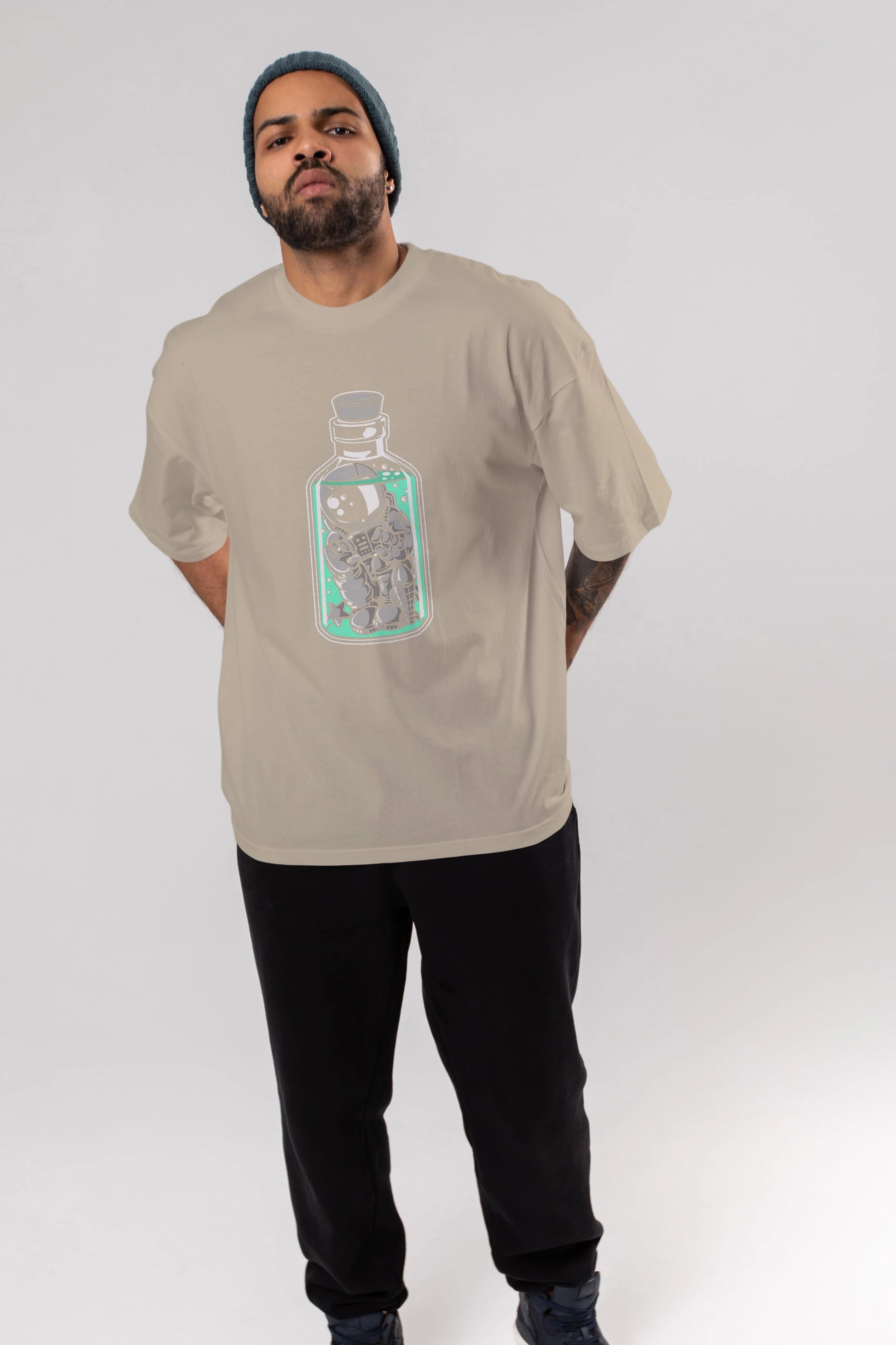 Astronaut in The Bottle Ön Baskılı Oversize t-shirt Erkek Kadın Unisex
