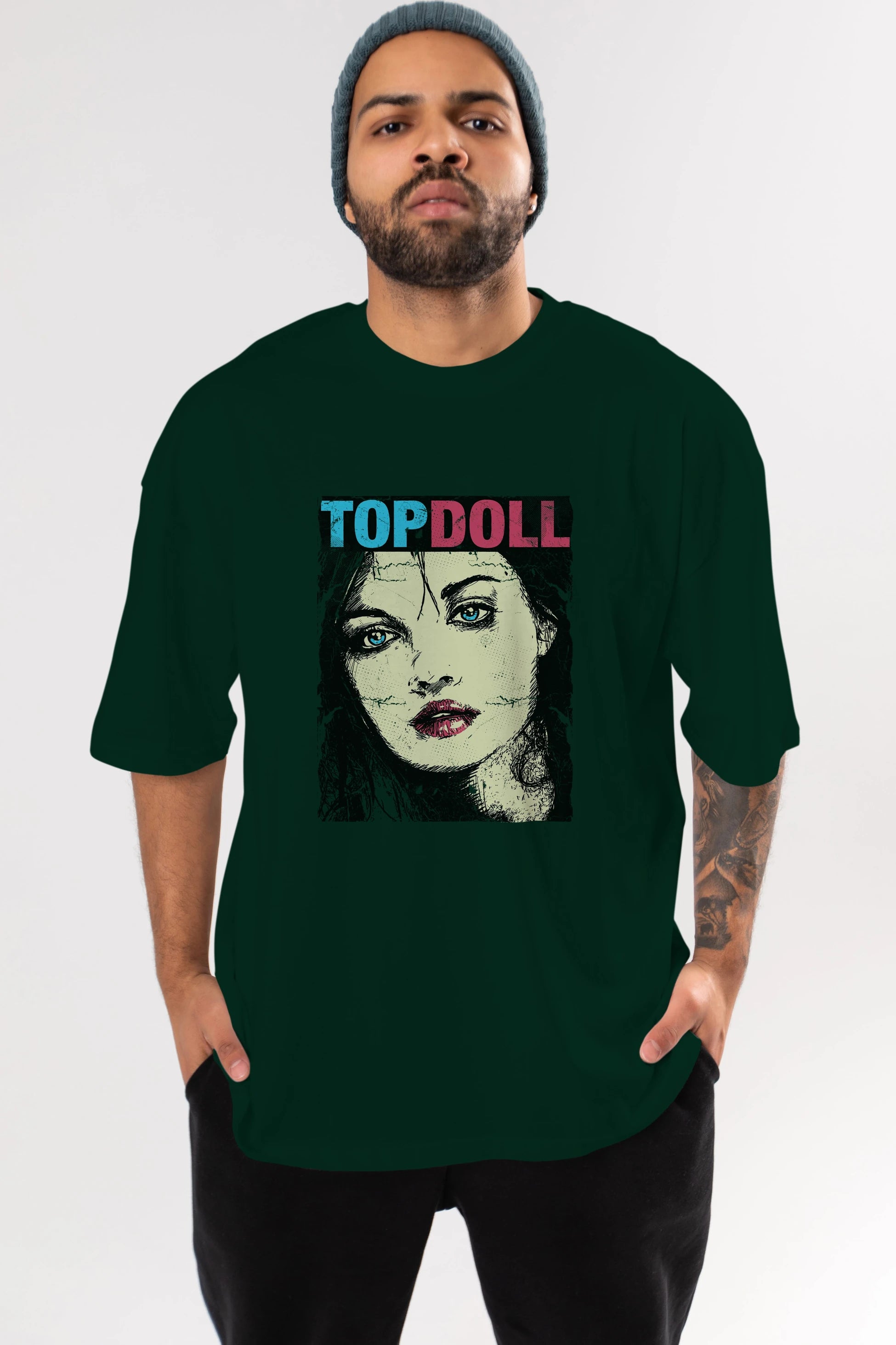 Topdoll Streetwear Ön Baskılı Oversize t-shirt Erkek Kadın Unisex