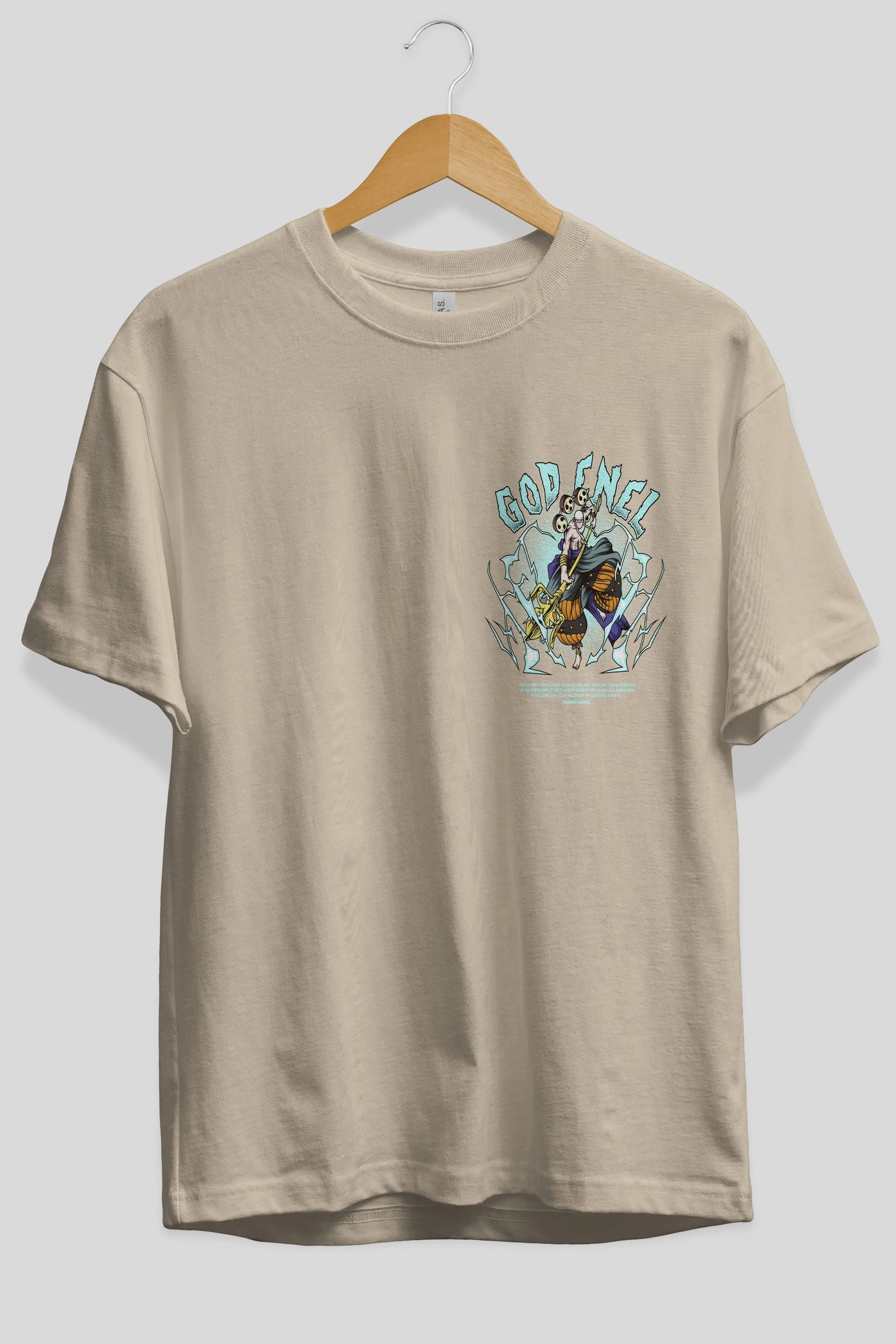 Eneru Ön Sol Baskılı Oversize t-shirt Erkek Kadın Unisex %100 Pamuk Bisiklet Yaka tişort