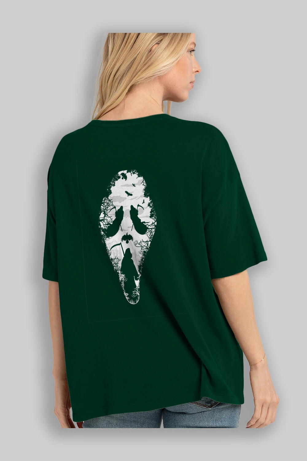 Reaper Scream Arka Baskılı Oversize t-shirt %100 pamuk Erkek Kadın Unisex