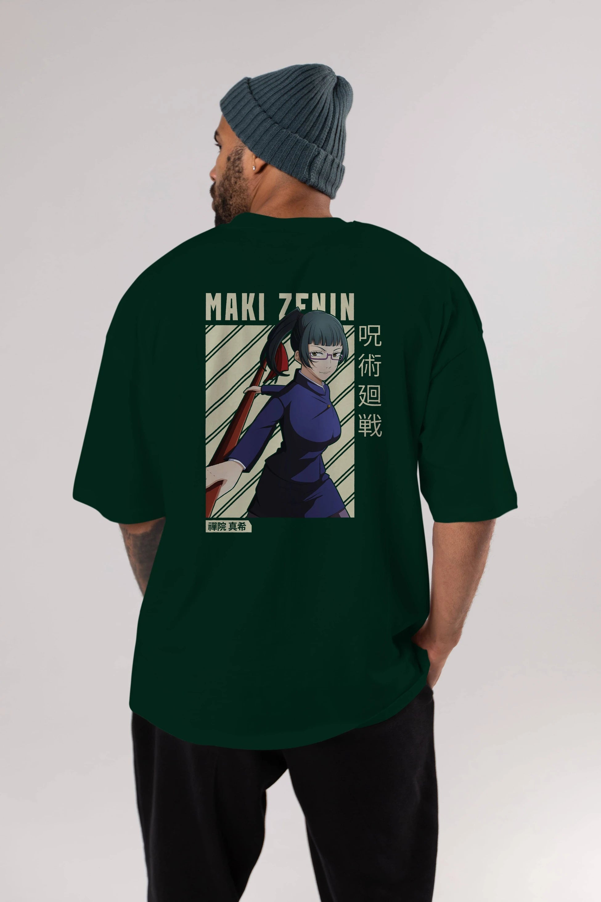 Maki Zenin CHAİNSAWMAN Anime Arka Baskılı Oversize t-shirt Erkek Kadın Unisex