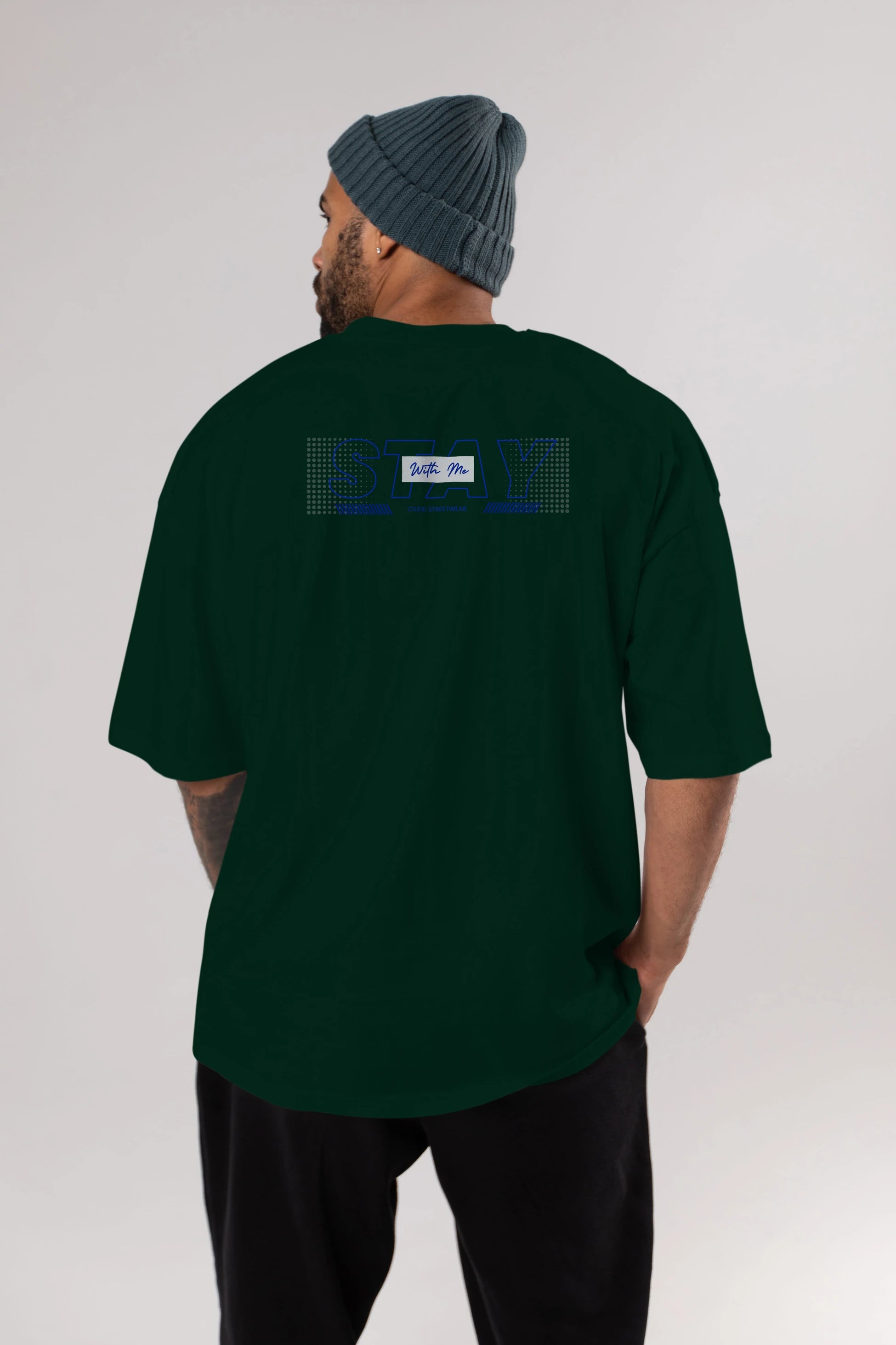 Stay with Me Yazılı Arka Baskılı Oversize t-shirt Erkek Kadın Unisex