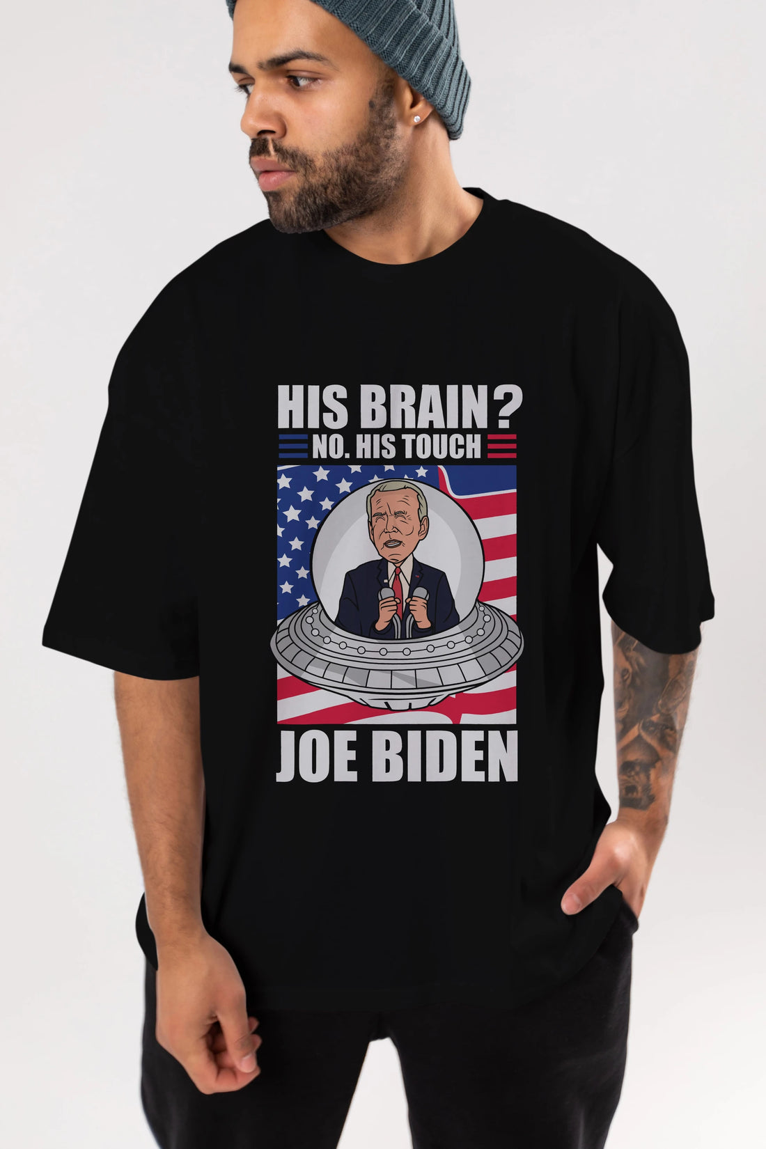 Alien Biden Ön Baskılı Oversize t-shirt Erkek Kadın Unisex %100 Pamuk tişort