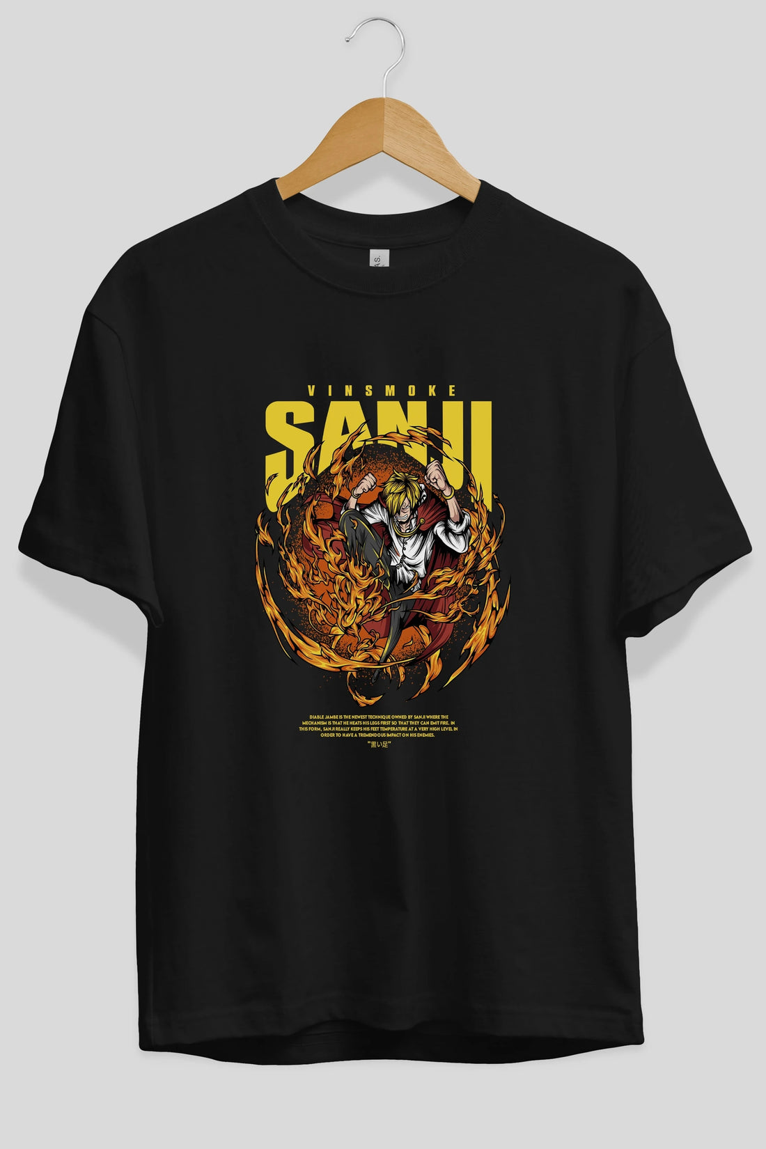 Vinsmoke Sanji Anime Ön Baskılı Oversize t-shirt %100 pamuk Erkek Kadın Unisex