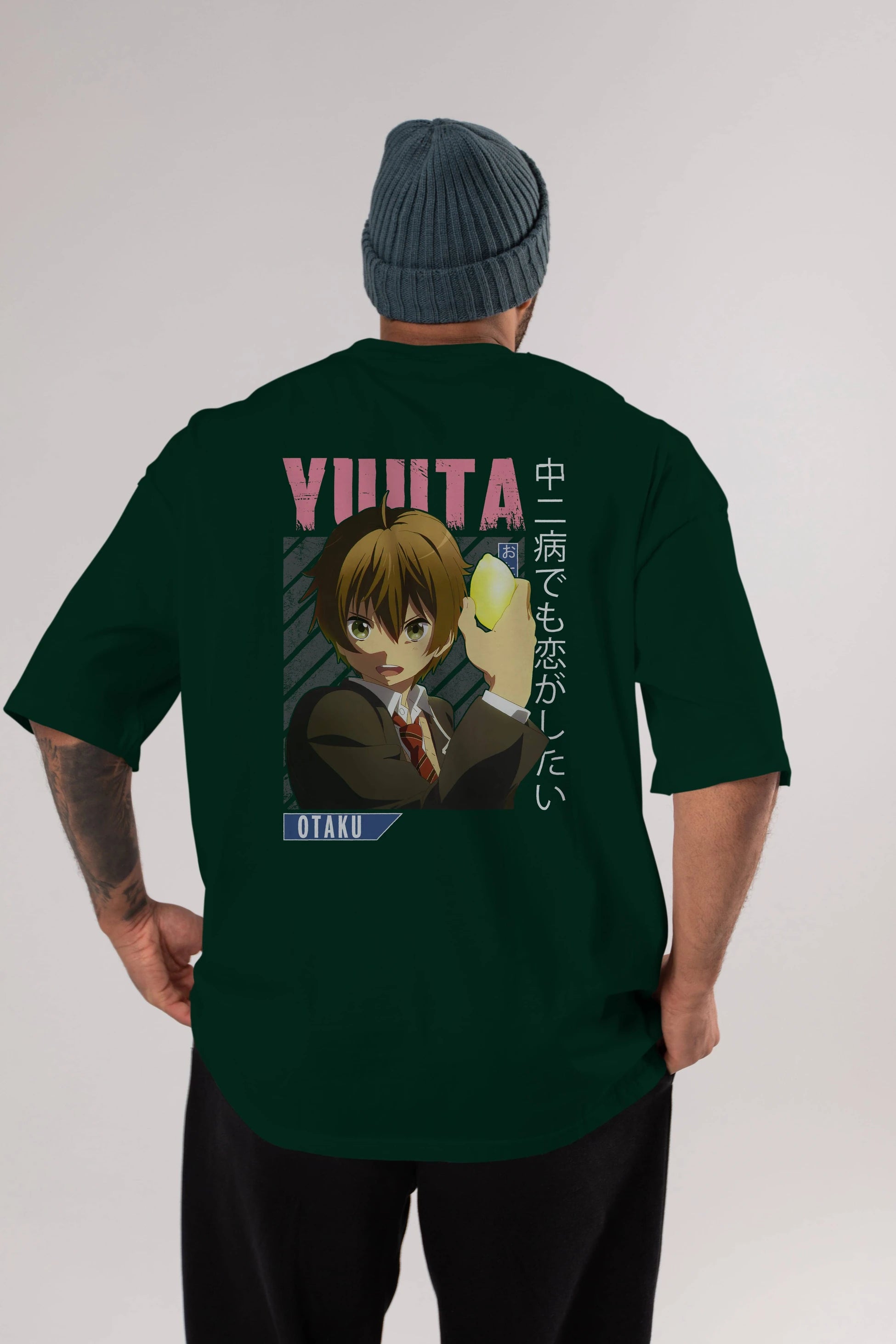 Yuuta Togashi 2 Anime Arka Baskılı Oversize t-shirt Erkek Kadın Unisex