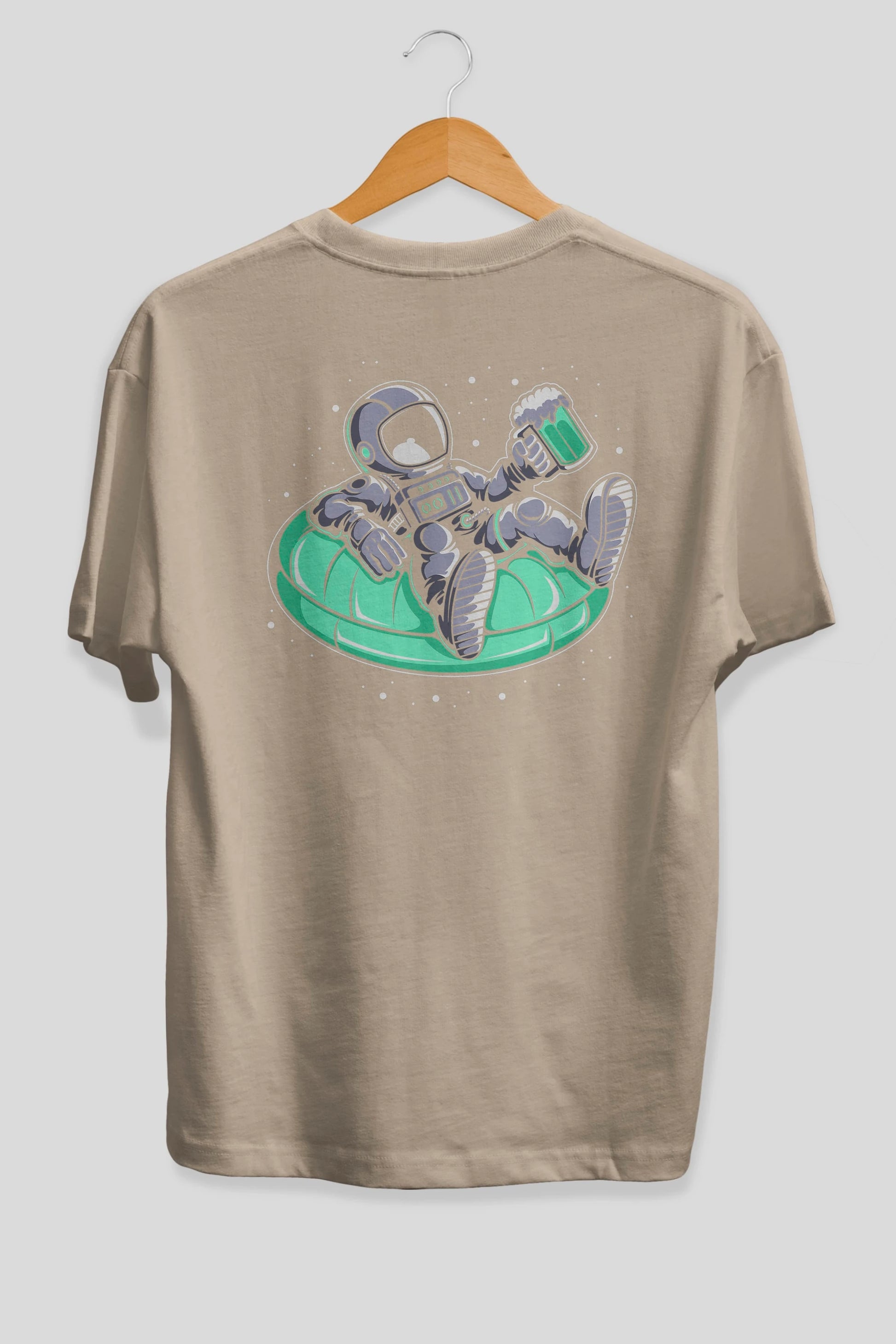 Astronaut Pool Float Arka Baskılı Oversize t-shirt Erkek Kadın Unisex