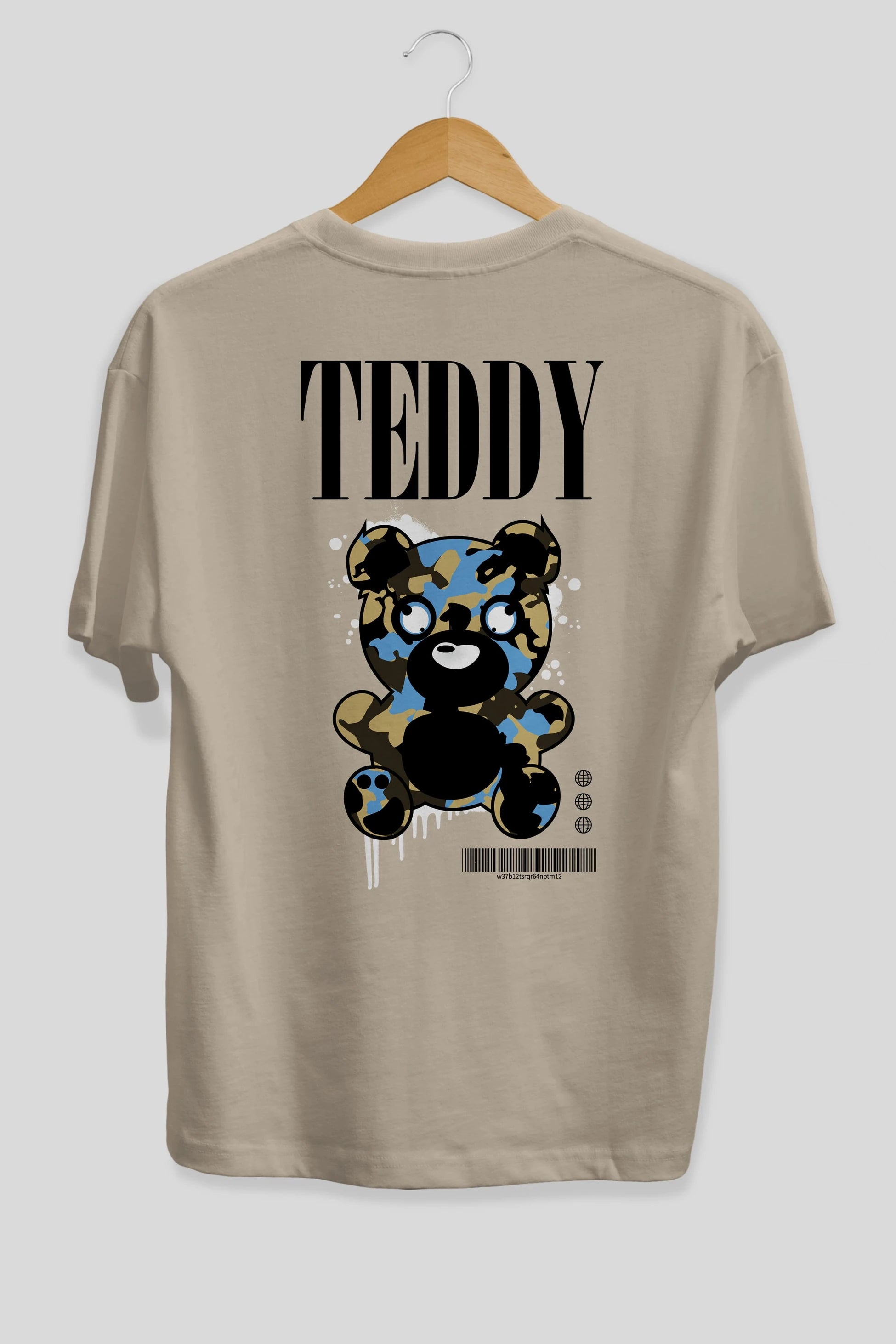 Teddy Bear Streetwear Arka Baskılı Oversize t-shirt Erkek Kadın Unisex