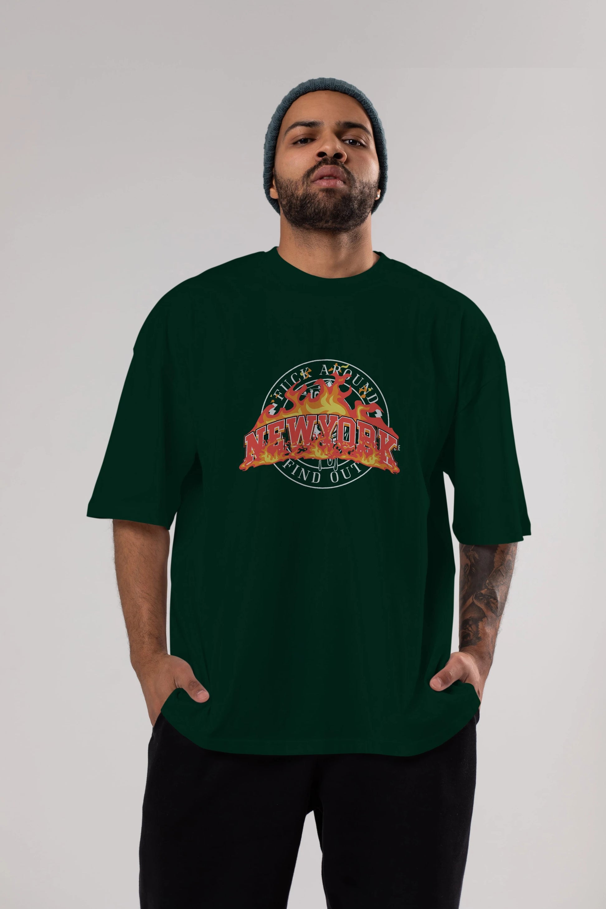 Newyork Style Ön Baskılı Oversize t-shirt Erkek Kadın Unisex