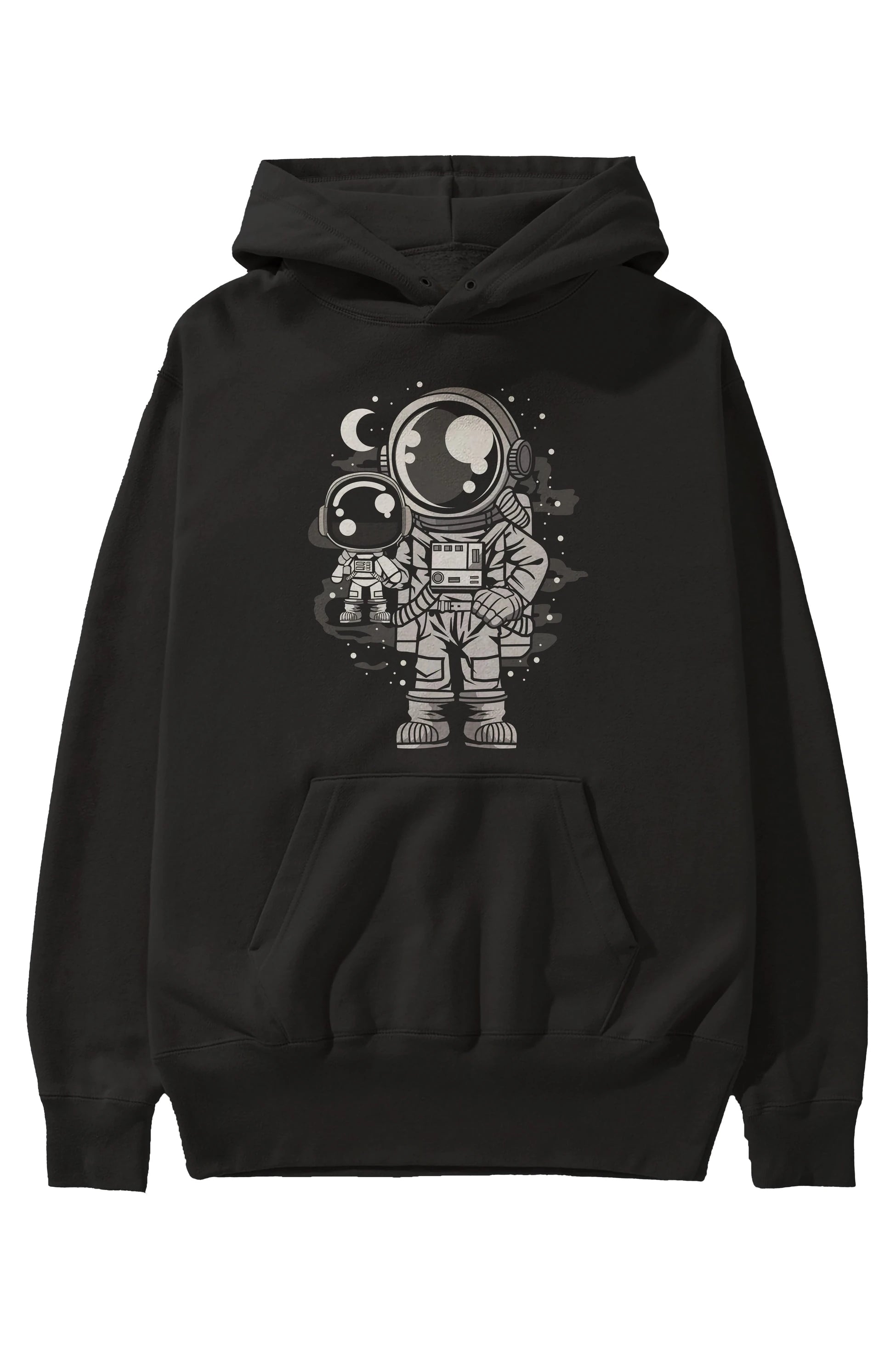 Astronaut And His Doll Ön Baskılı Hoodie Oversize Kapüşonlu Sweatshirt Erkek Kadın Unisex