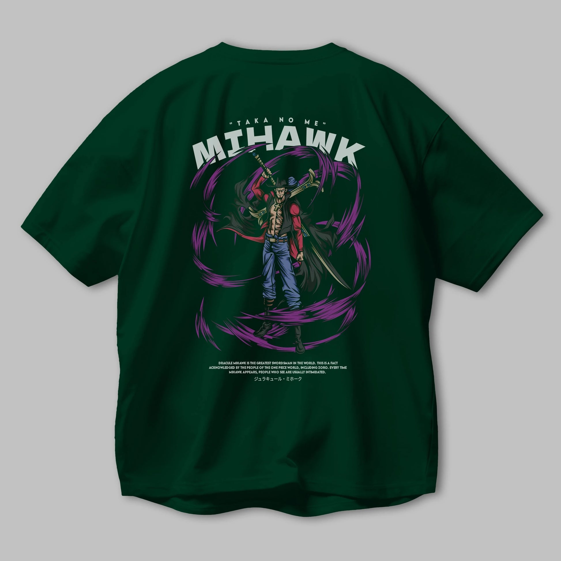 Mihawk Anime Arka Baskılı Oversize t-shirt Erkek Kadın Unisex