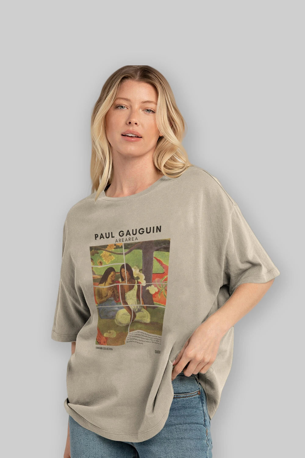 Paul Gauguin Arearea ön Baskılı Oversize t-shirt Erkek Kadın Bisiklet Yaka Pamuk tişort