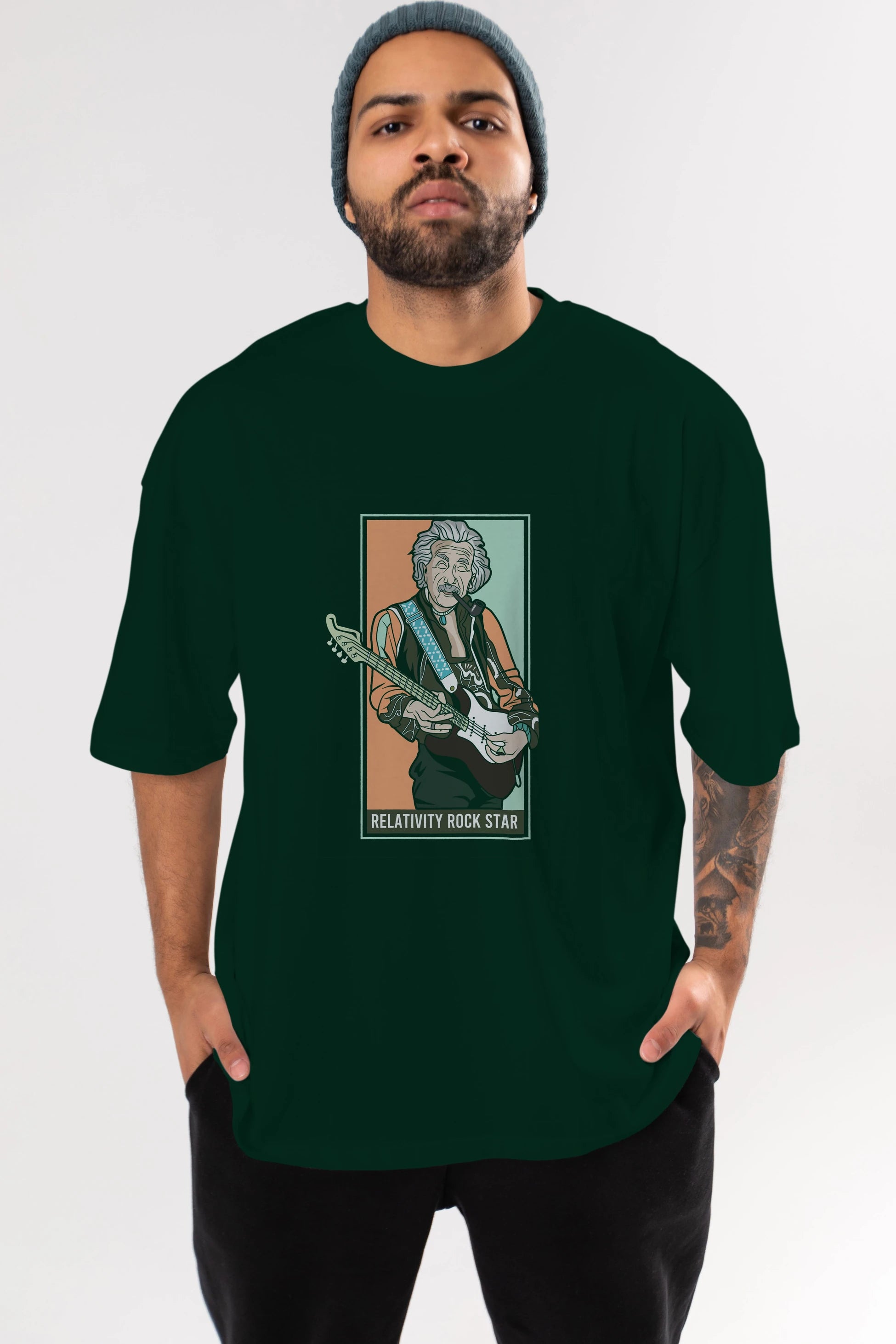 Jimmy Einstein Ön Baskılı Oversize t-shirt Erkek Kadın Unisex %100 Pamuk tişort