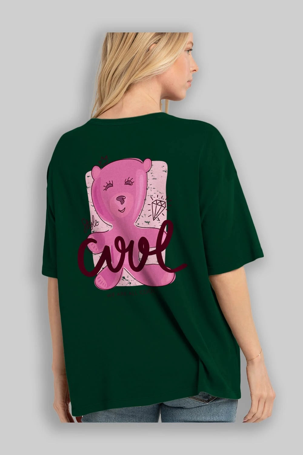 Cool Style Bear Arka Baskılı Oversize t-shirt Erkek Kadın Unisex