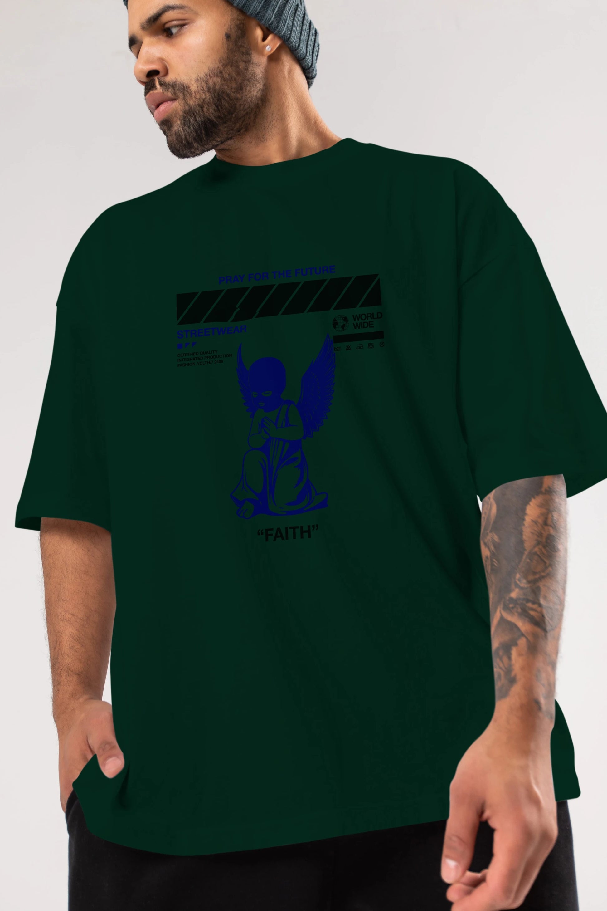 Pray for The Future Ön Baskılı Oversize t-shirt Erkek Kadın Unisex