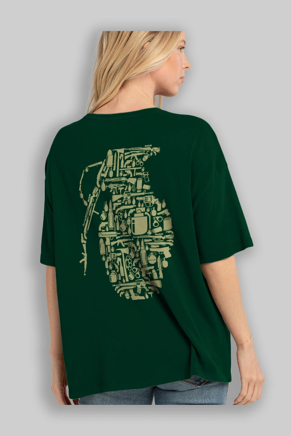 Grenade Arka Baskılı Oversize t-shirt %100 pamuk Erkek Kadın Unisex