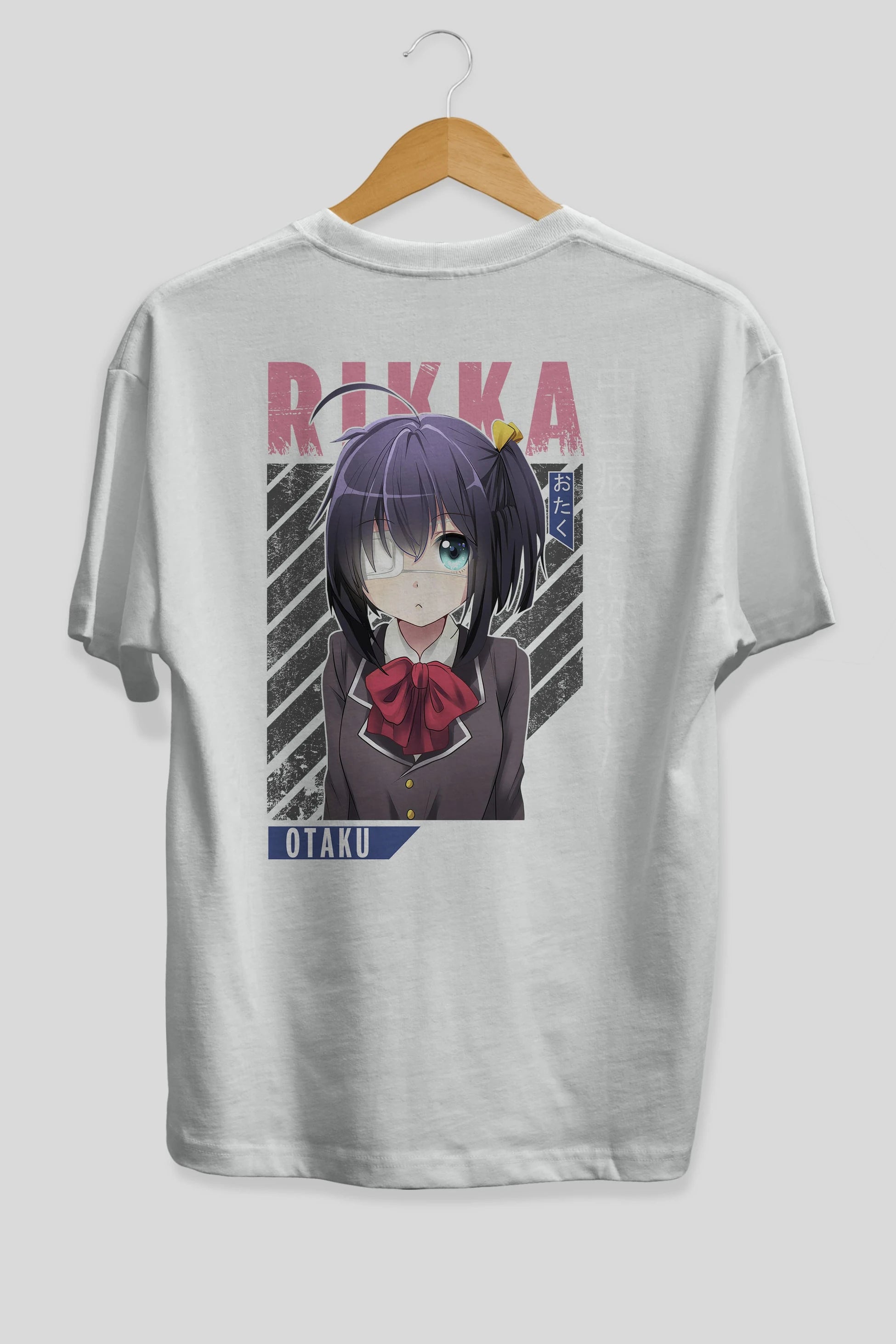 Rikka Takanashi 9 Anime Arka Baskılı Oversize t-shirt Erkek Kadın Unisex