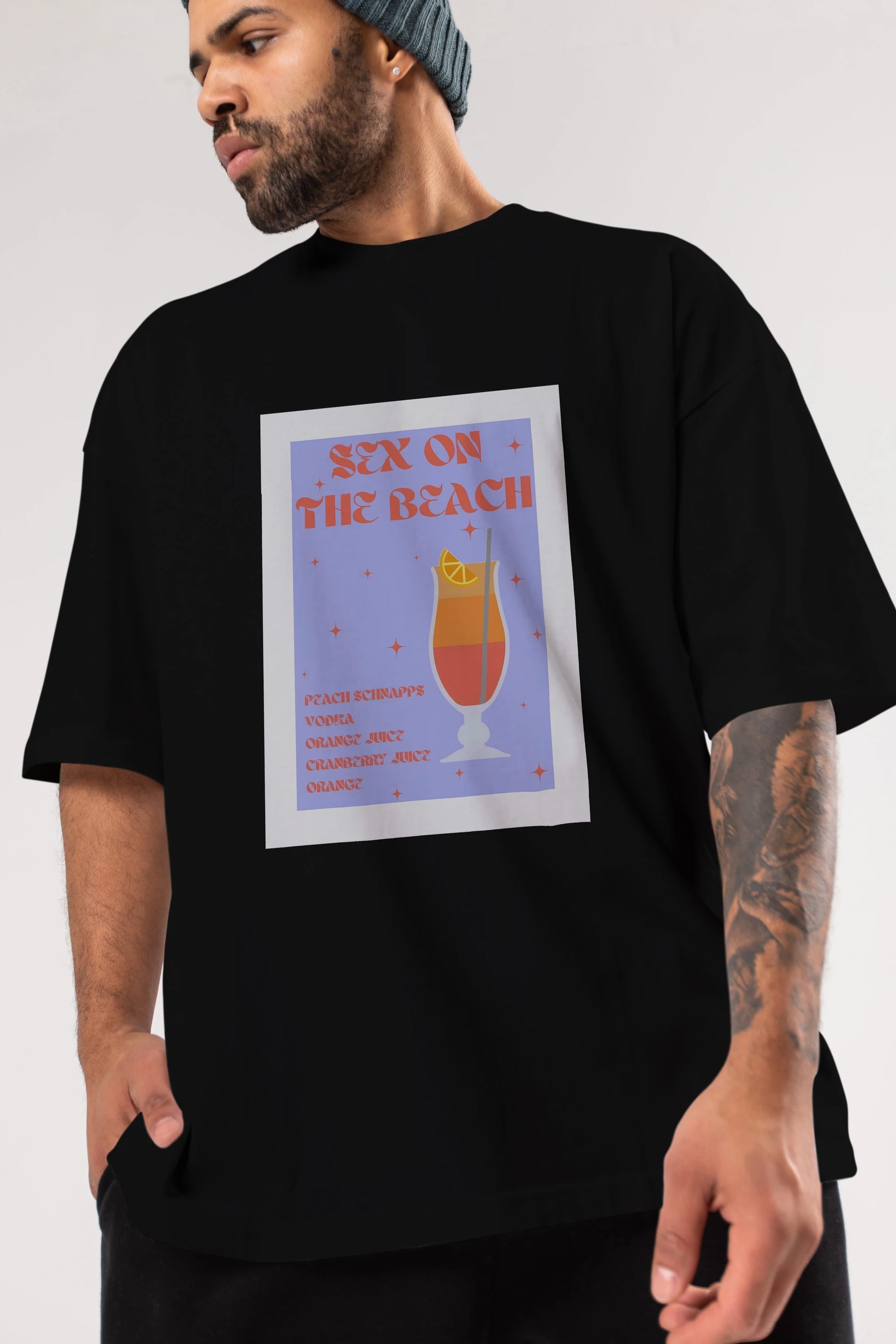 Sex On The Beach Ön Baskılı Oversize t-shirt Erkek Kadın Unisex %100 Pamuk Bisiklet Yaka tişort