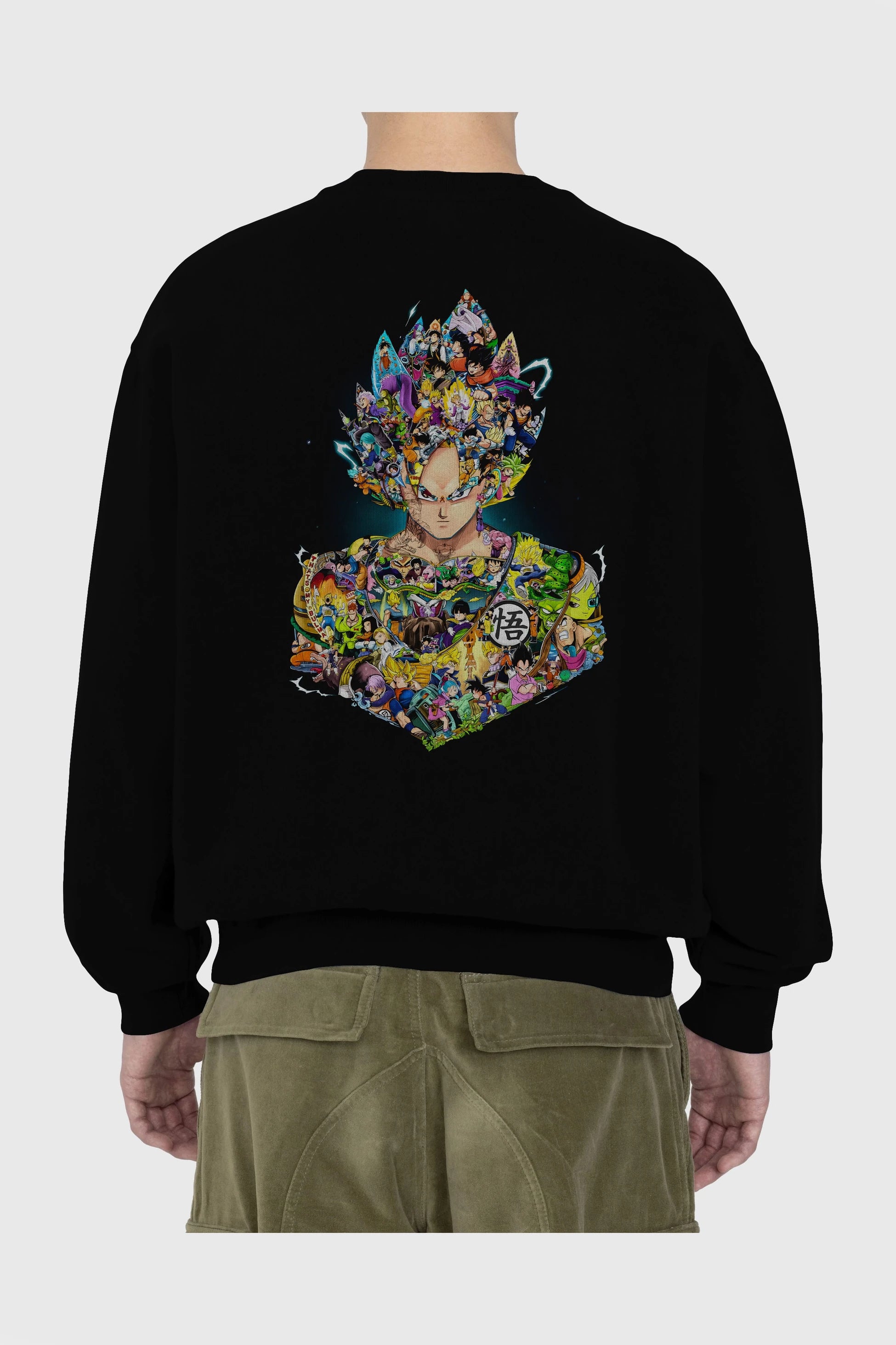 DRAGON BALL ART Anime Arka Baskılı Oversize Sweatshirt Erkek Kadın Unisex