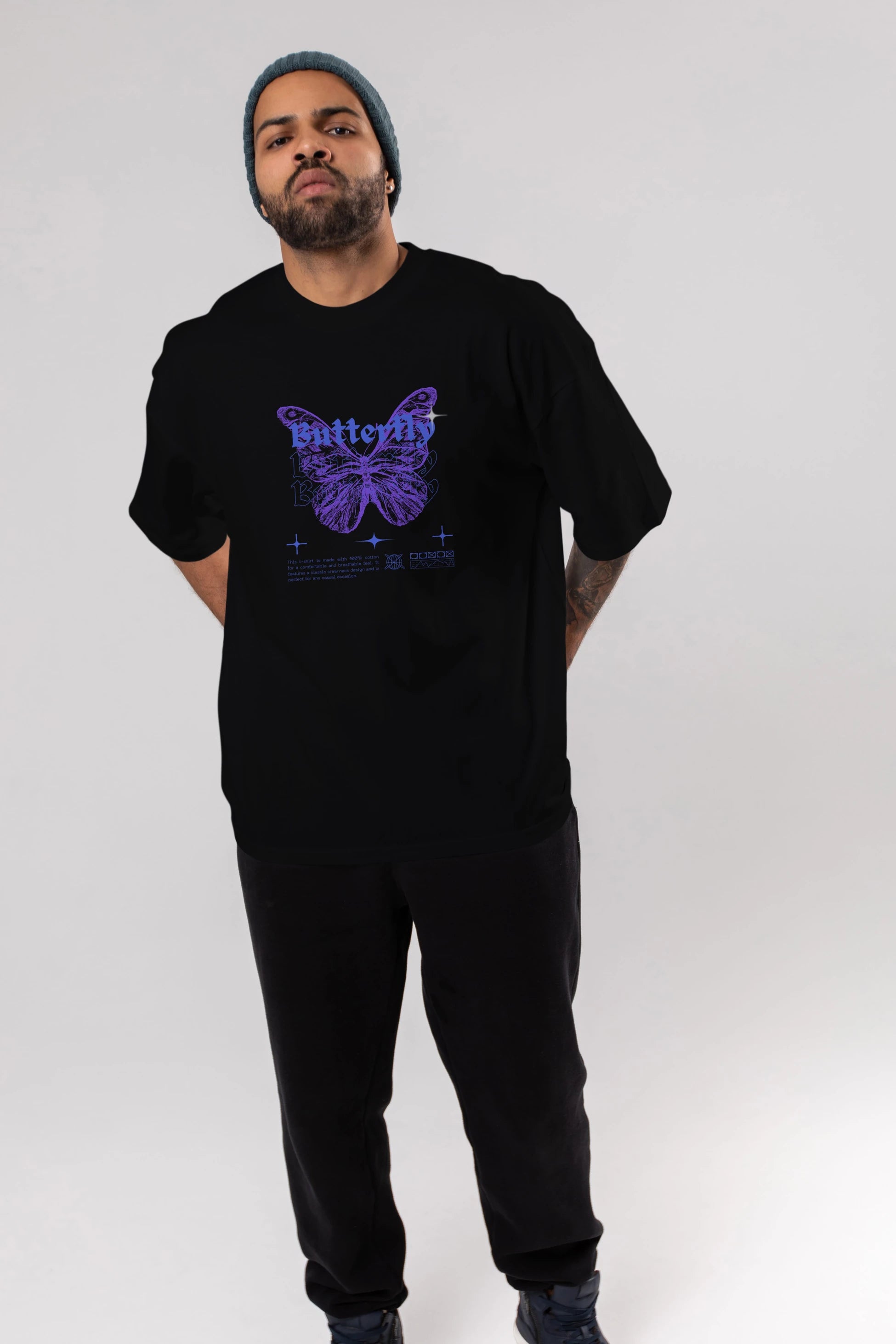 Butterfly Streetwear Ön Baskılı Oversize t-shirt Erkek Kadın Unisex