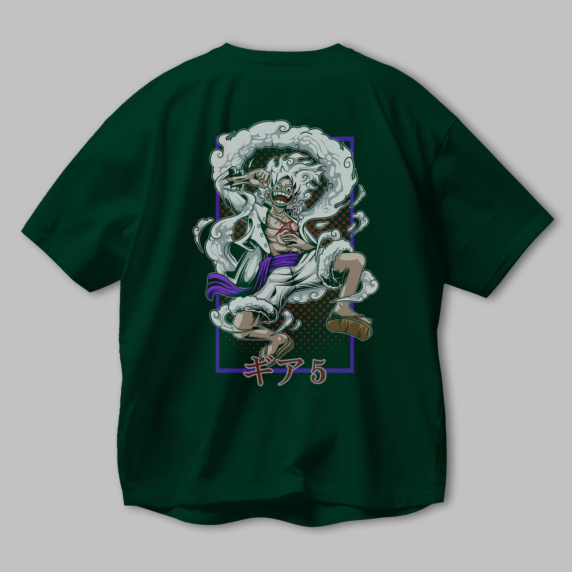 LUFFY GEAR 5 RECUADRO Anime Arka Baskılı Oversize t-shirt Erkek Kadın Unisex