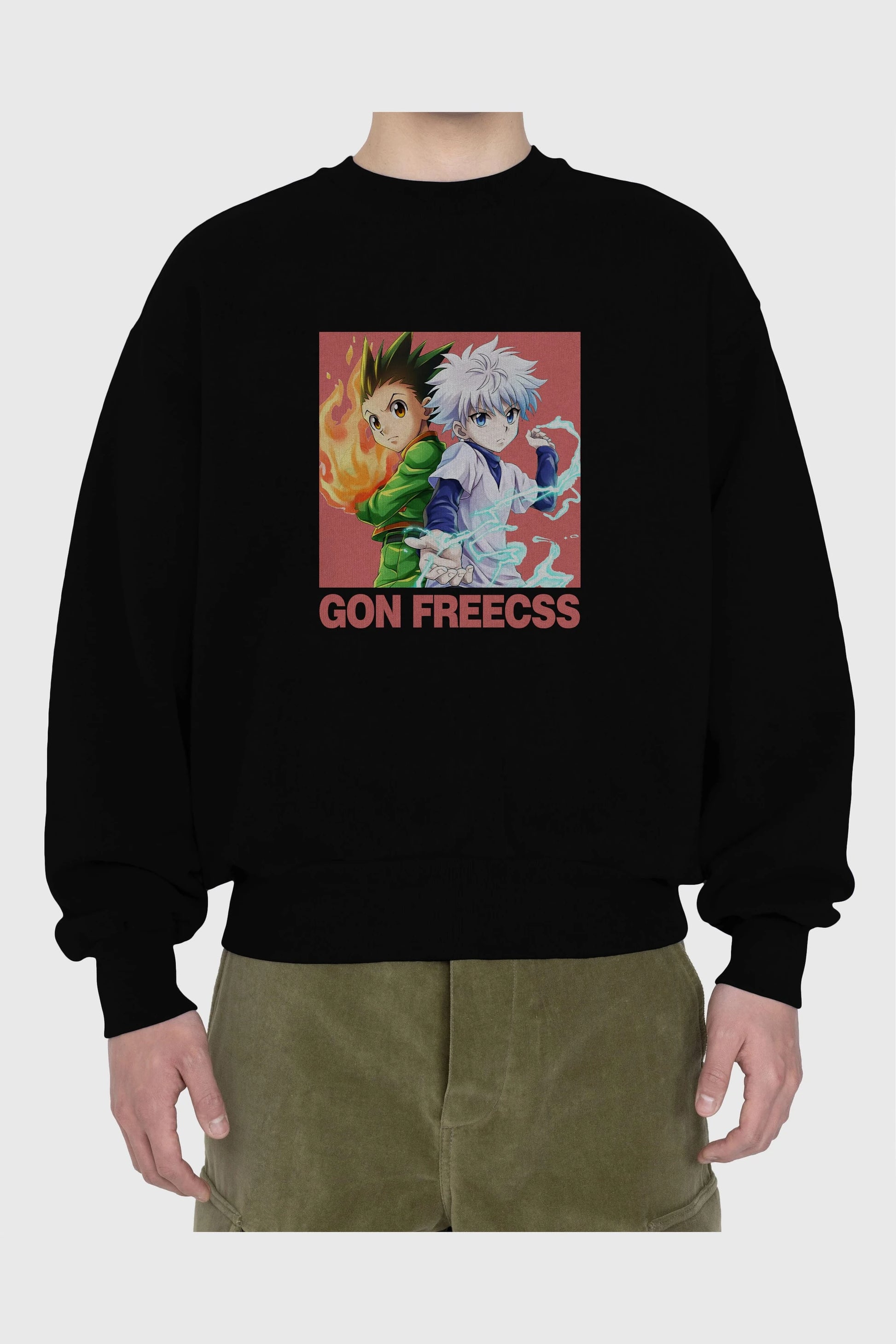 Gon Freecss HUNTER X HUNTER 4 Anime Ön Baskılı Oversize Sweatshirt Erkek Kadın Unisex