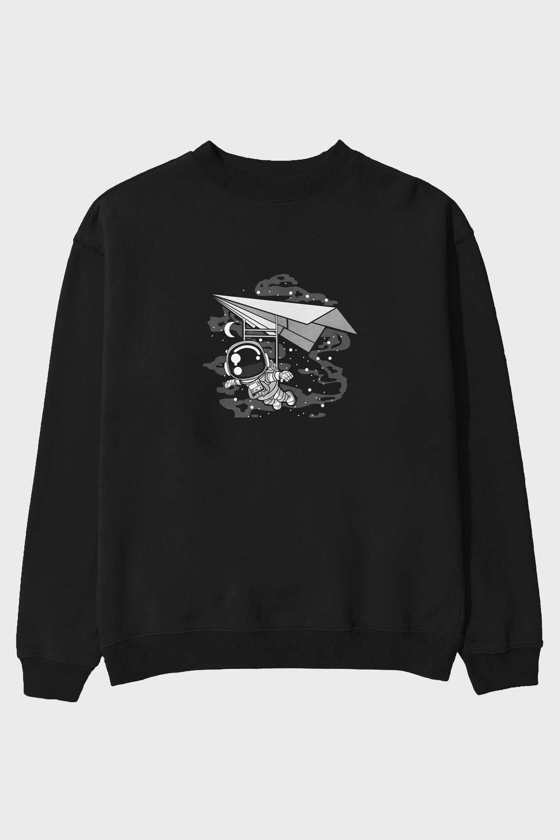 Astronaut Flying Ön Baskılı Oversize Sweatshirt Erkek Kadın Unisex